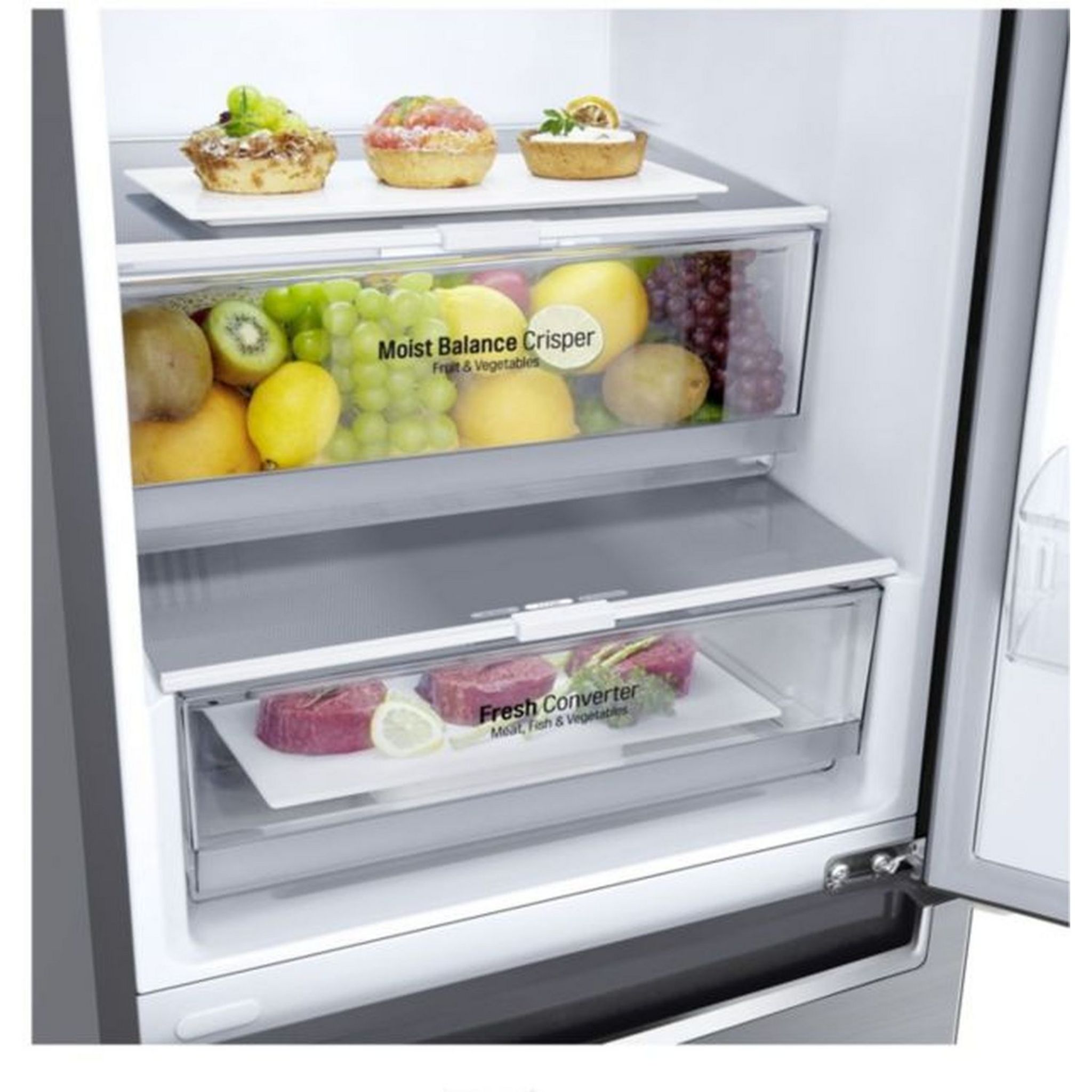 Voir la diapositive 2 : LG Réfrigérateur combiné GBB62PZFFN, 384 L, Froid ventilé No frost