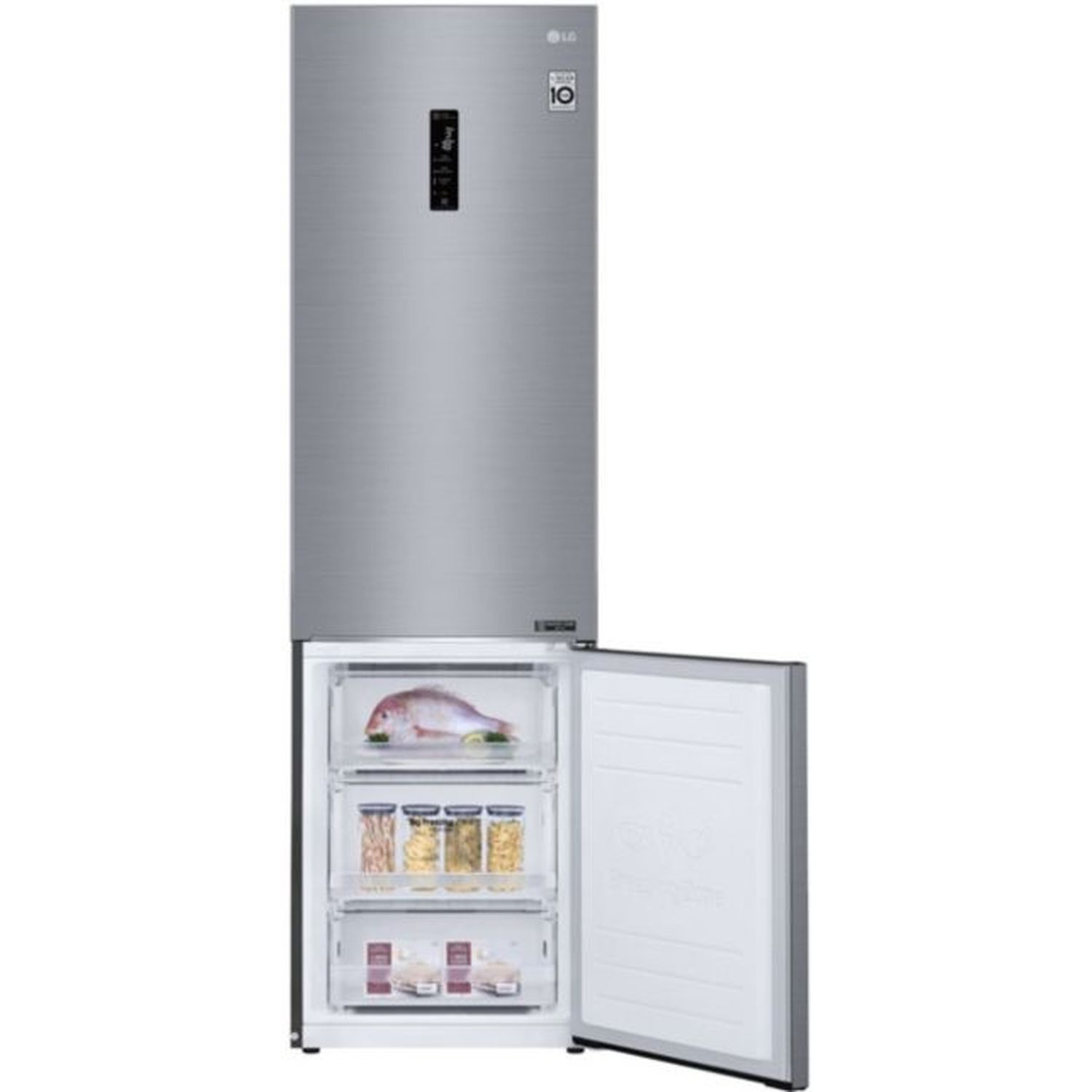 Voir la diapositive 4 : LG Réfrigérateur combiné GBB62PZFFN, 384 L, Froid ventilé No frost