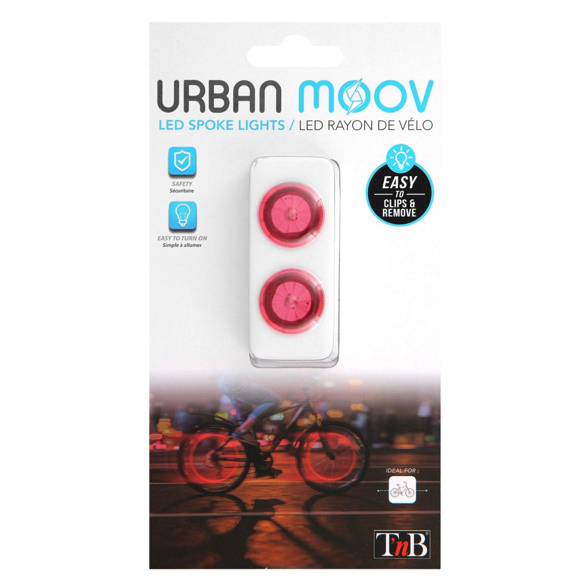 Voir la diapositive 7 : TNB Lot de 2 LED Urban Moov pour roues de vélo - Rouge  