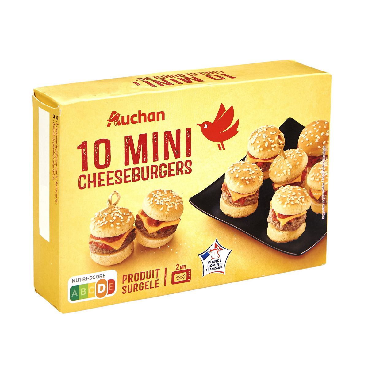 AUCHAN Mini cheeseburgers 10 pièces 155g