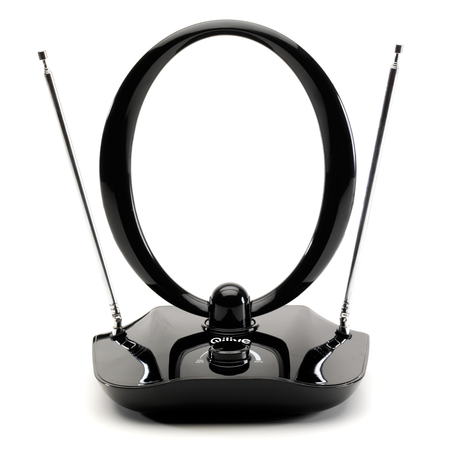 Voir la diapositive 3 : QILIVE Antenne intérieure Q.1927 noire 30 dB TNT DVBT