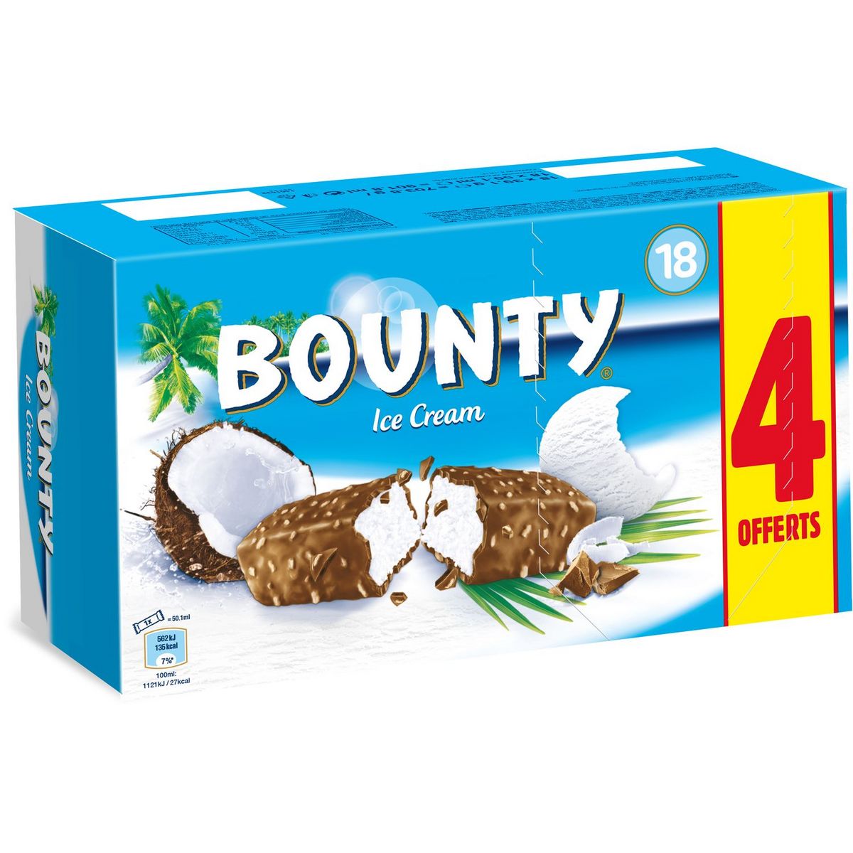 BOUNTY Barre glacée à la noix de coco 18 pièces 700g