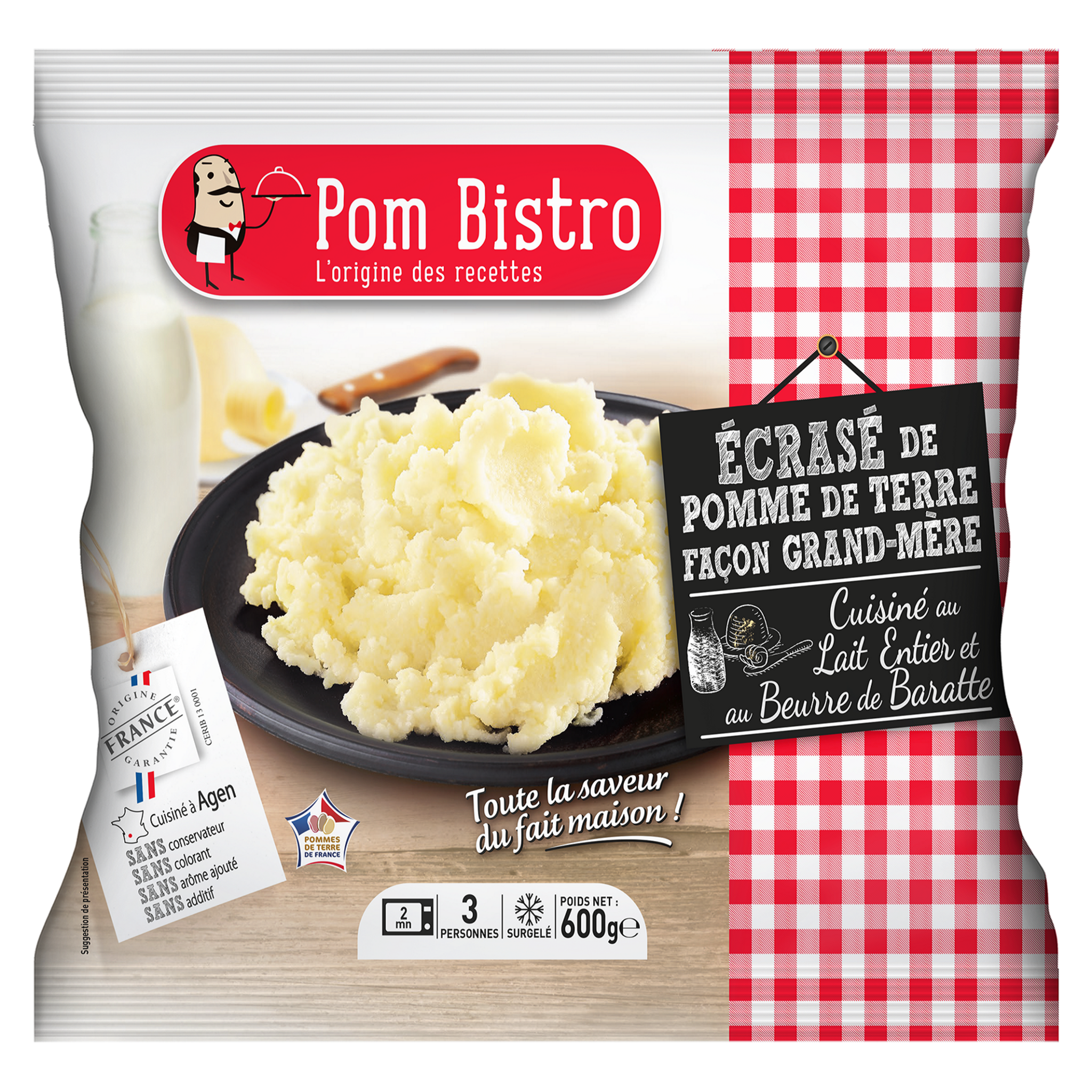 Voir la diapositive 1 : POM BISTRO Ecrasé de pomme de terre façon Grand-Mère 3 portions 600g