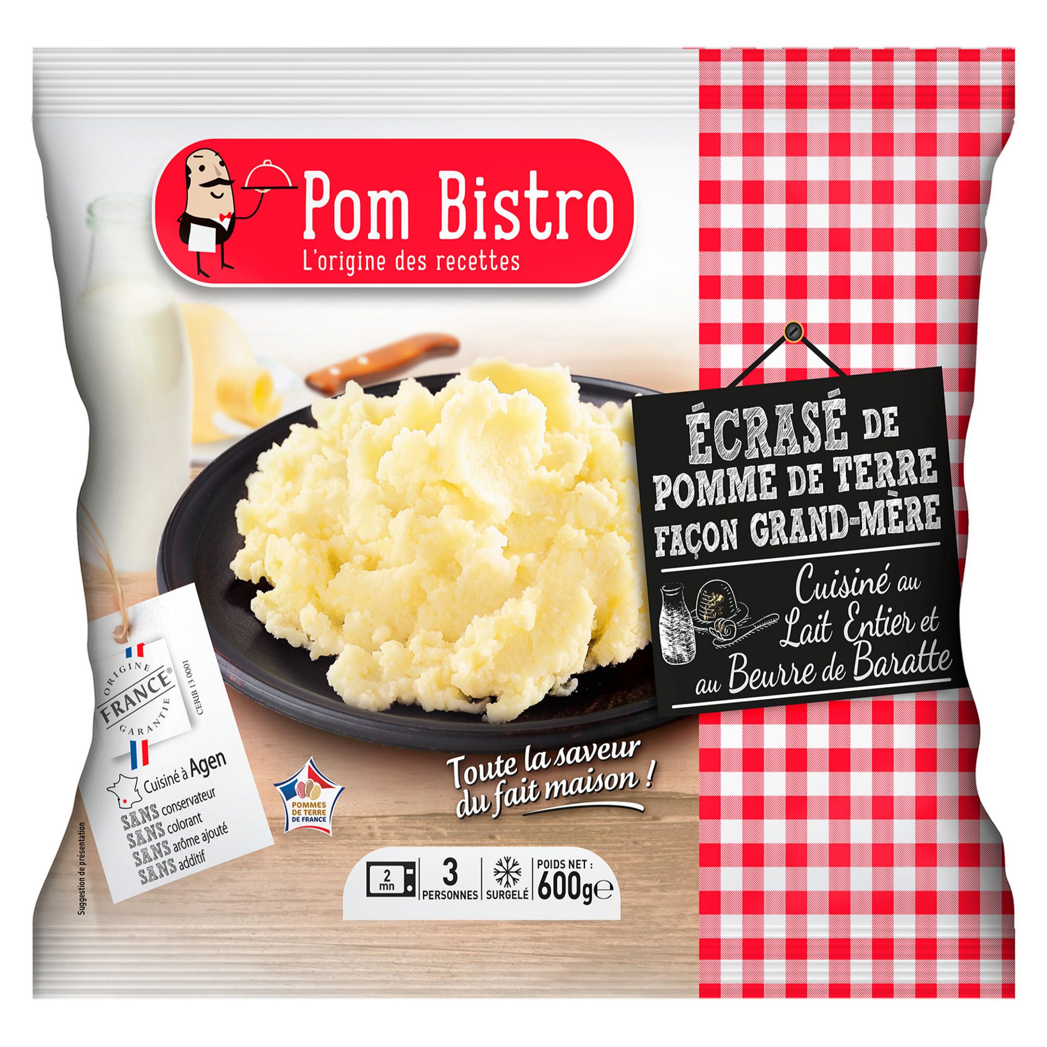 Voir la diapositive 2 : POM BISTRO Ecrasé de pomme de terre façon Grand-Mère 3 portions 600g