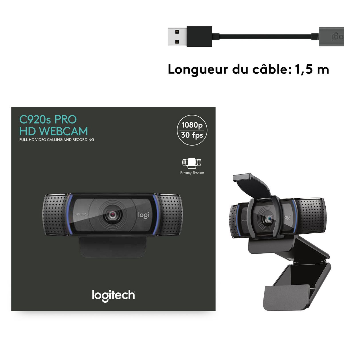 LOGITECH Webcam C920s Pro Full HD 1080p