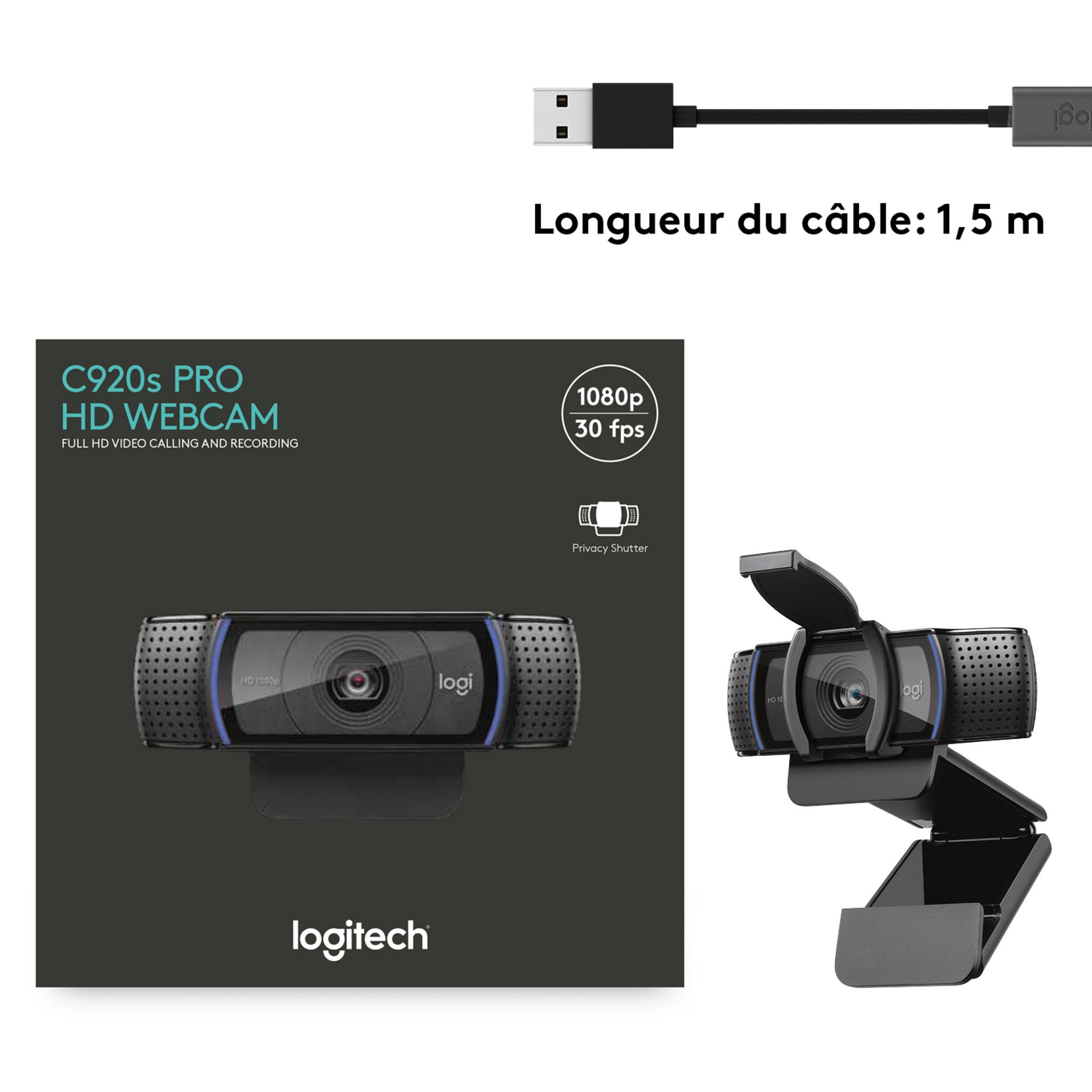 Voir la diapositive 10 : LOGITECH Webcam C920s Pro Full HD 1080p
