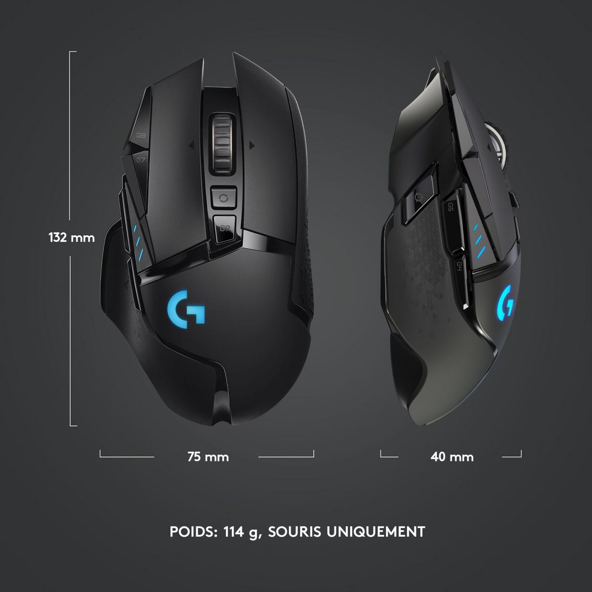 LOGITECH Souris gaming G502 LIGHTSPEED sans fil Bluethooth pour PC, Mac