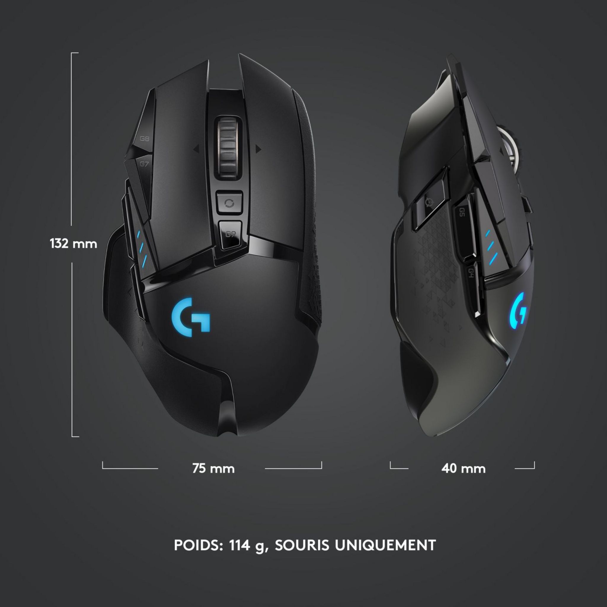 Voir la diapositive 5 : LOGITECH Souris gaming G502 LIGHTSPEED sans fil Bluethooth pour PC, Mac