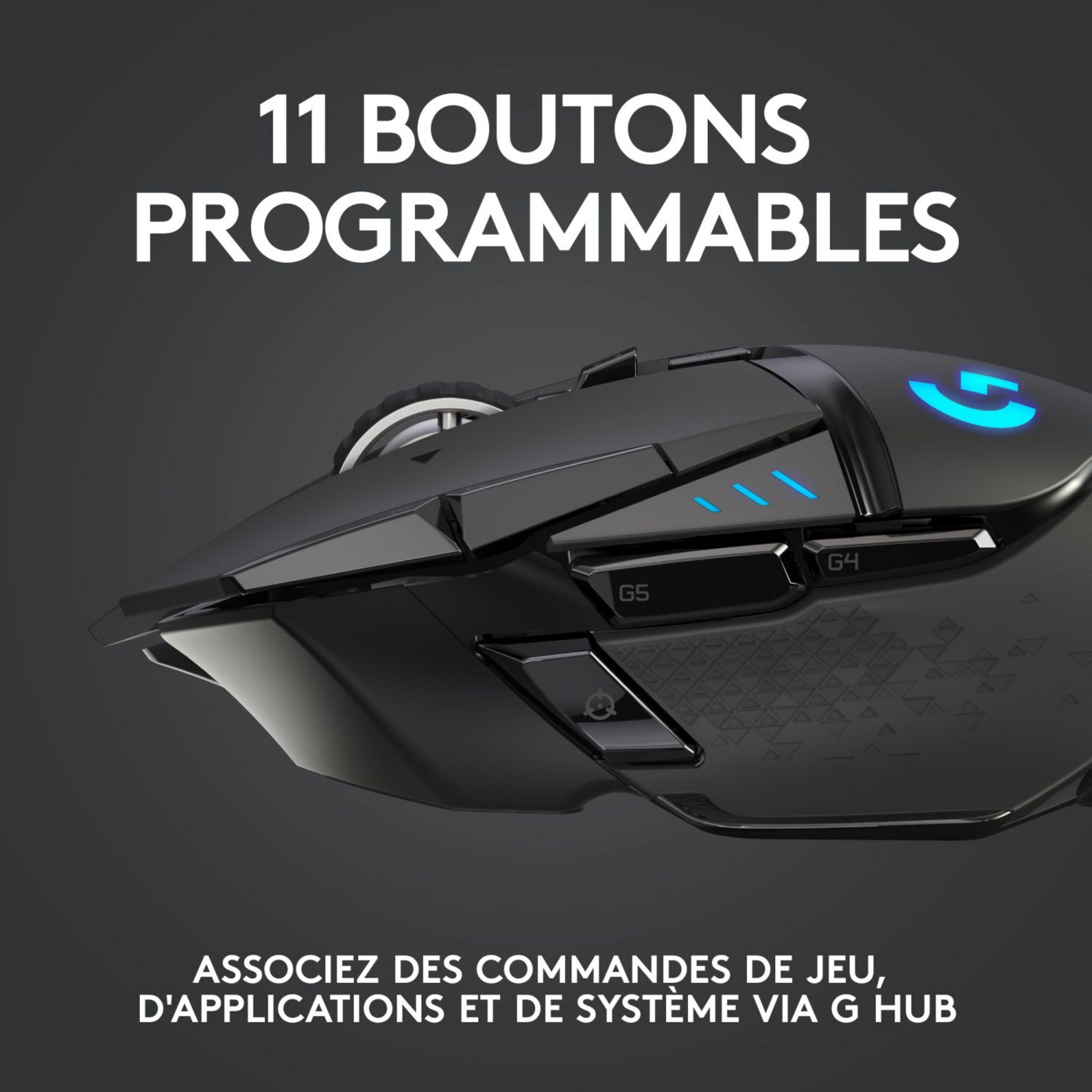 Voir la diapositive 7 : LOGITECH Souris gaming G502 LIGHTSPEED sans fil Bluethooth pour PC, Mac