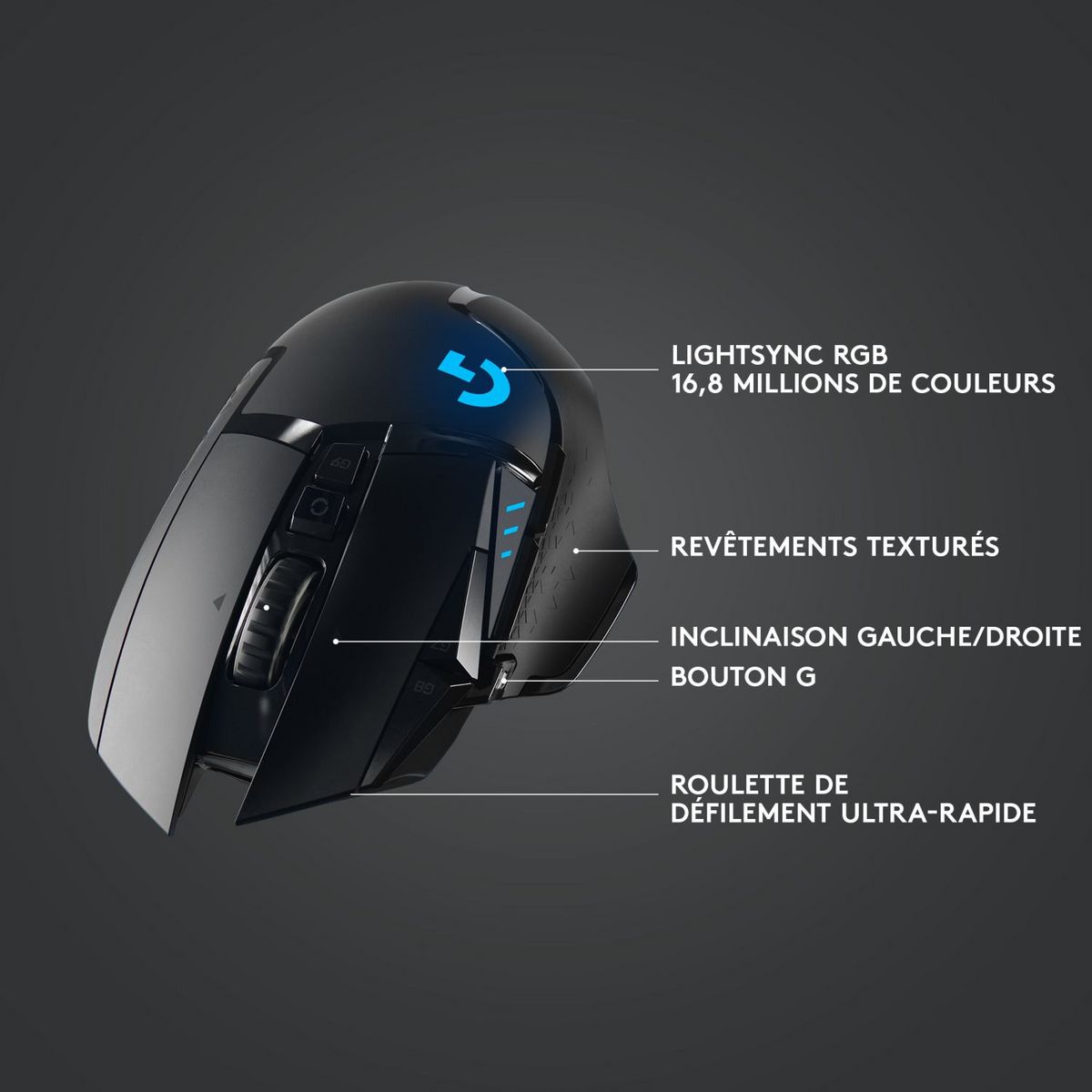 LOGITECH Souris gaming G502 LIGHTSPEED sans fil Bluethooth pour PC, Mac