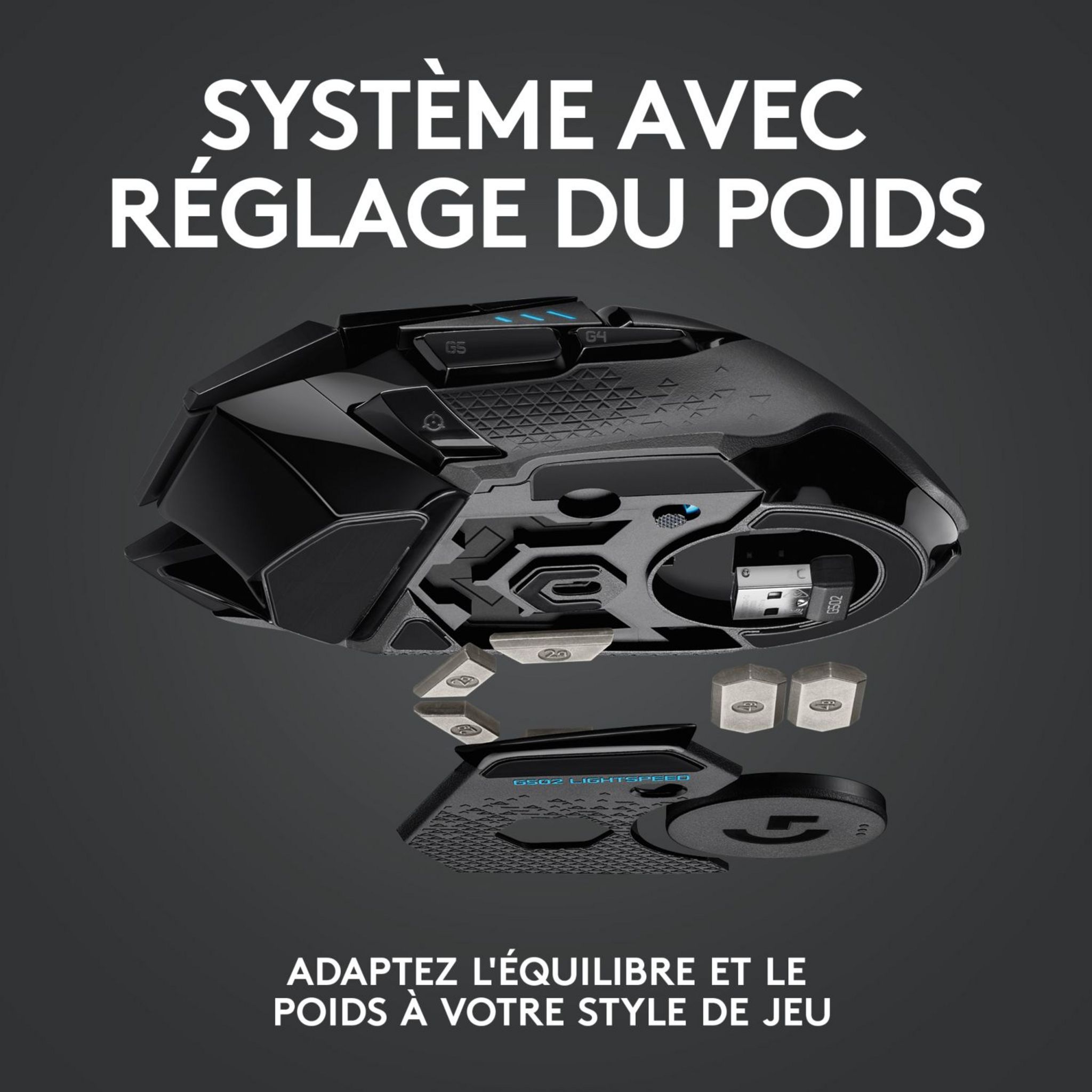 Voir la diapositive 10 : LOGITECH Souris gaming G502 LIGHTSPEED sans fil Bluethooth pour PC, Mac