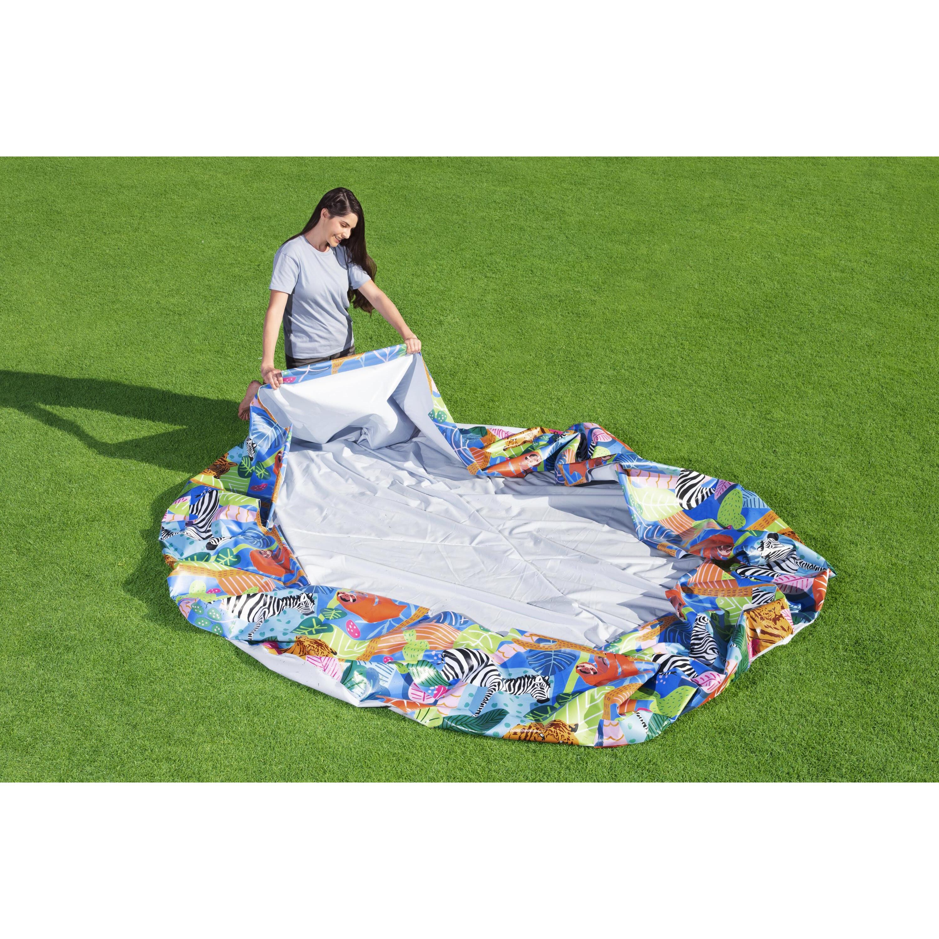Voir la diapositive 2 : BESTWAY Piscine tubulaire ronde - Décor animaux - 3,05 x 0,66 m - Steel Pro™