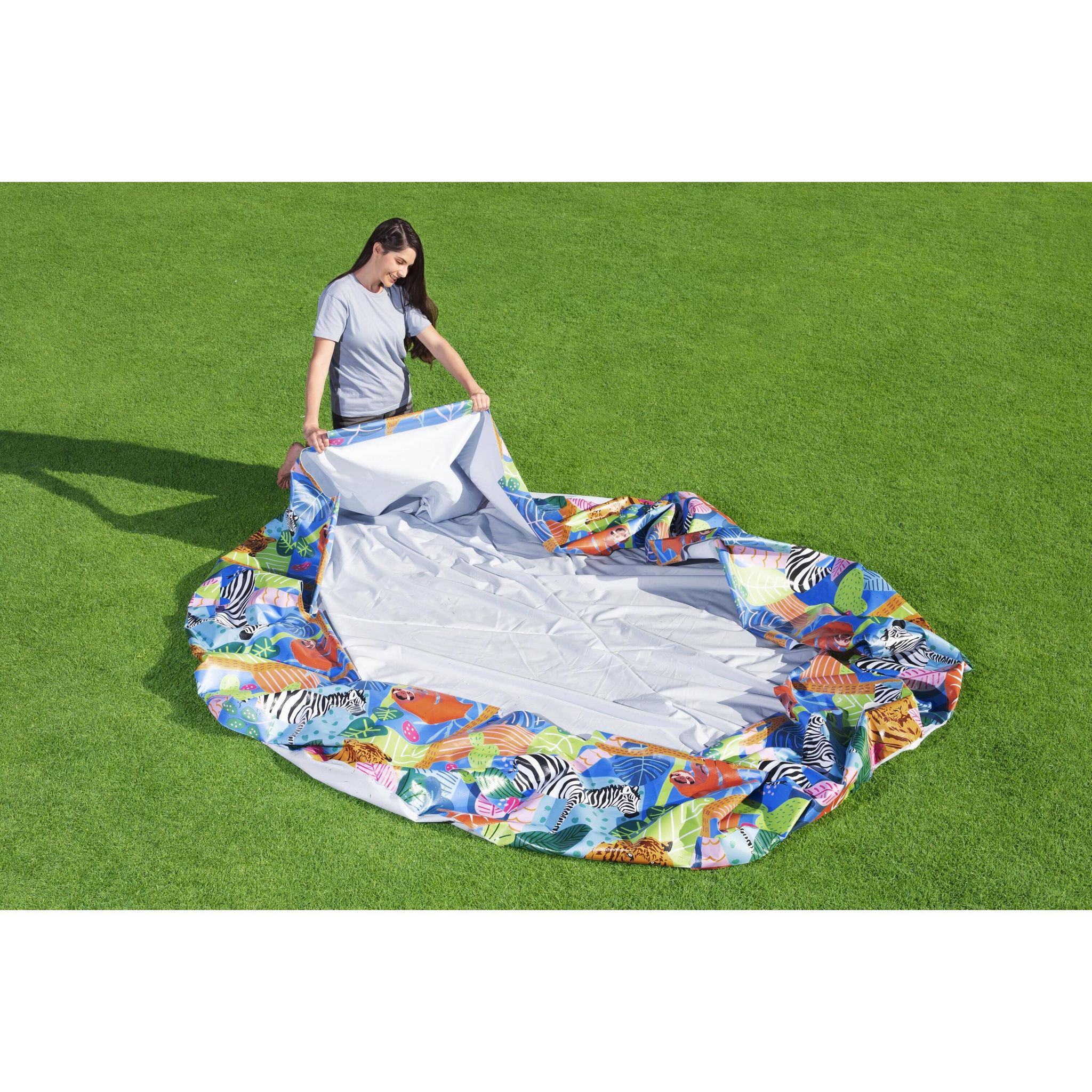 Voir la diapositive 2 : BESTWAY Piscine tubulaire ronde - Décor animaux - 3,05 x 0,66 m - Steel Pro™