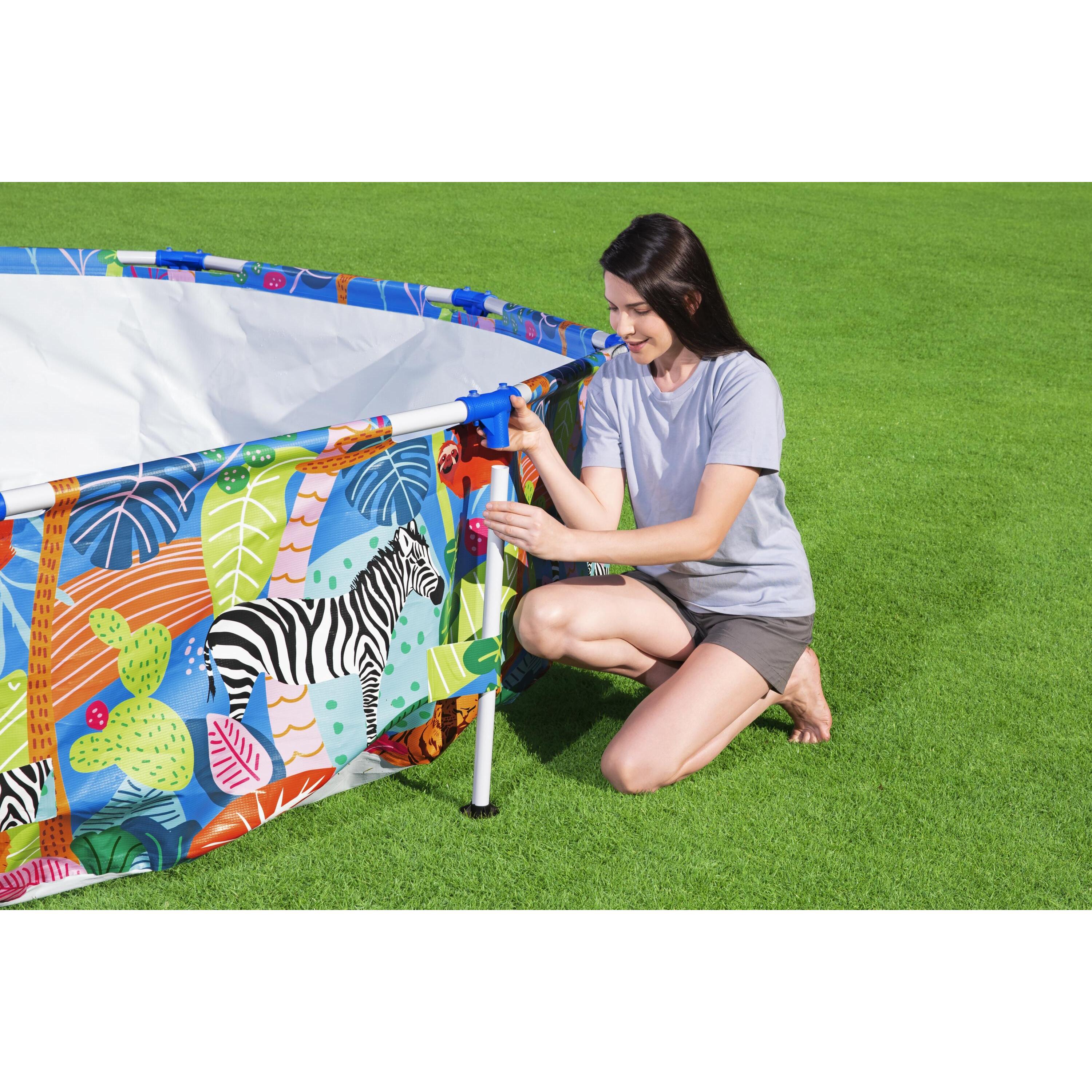 Voir la diapositive 3 : BESTWAY Piscine tubulaire ronde - Décor animaux - 3,05 x 0,66 m - Steel Pro™