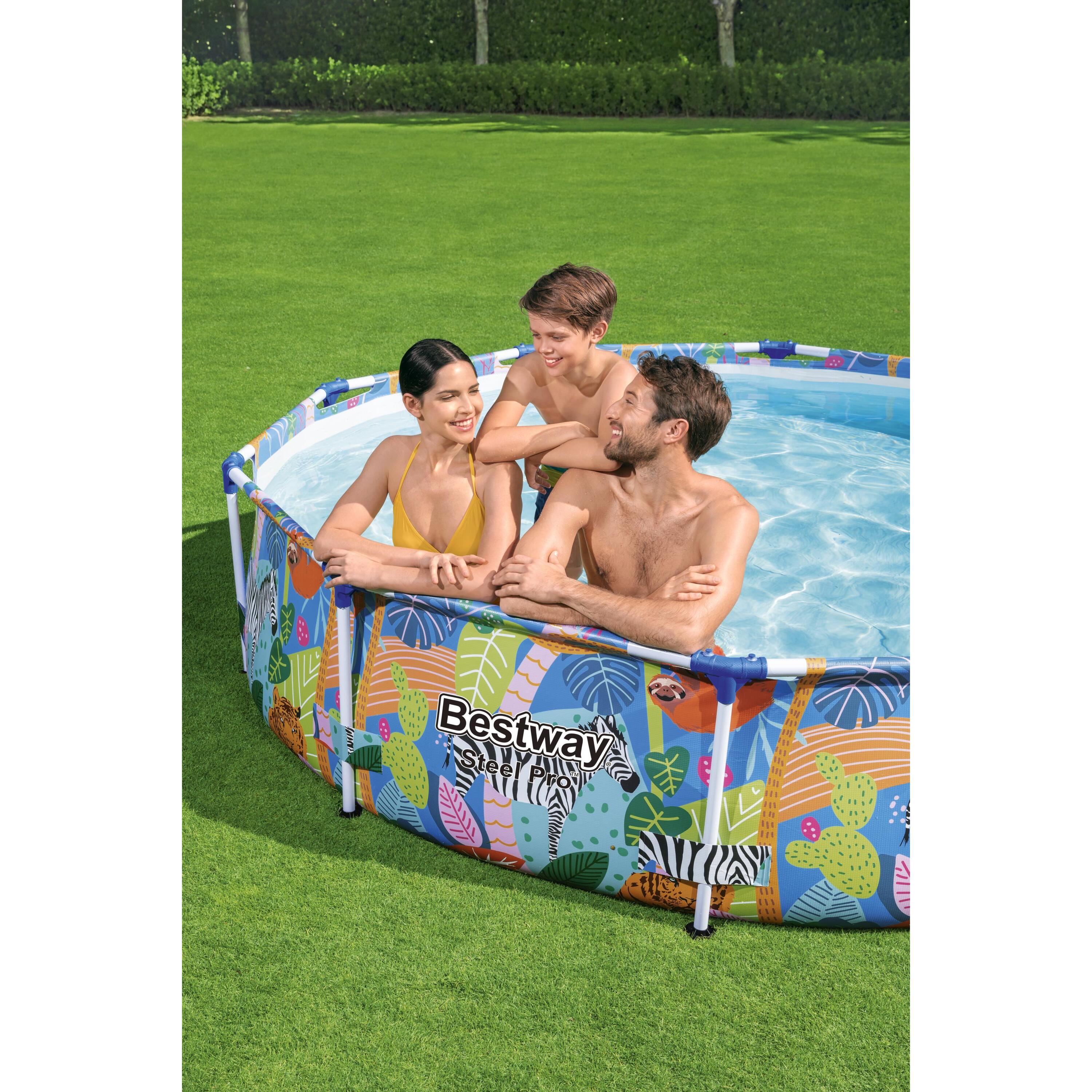 Voir la diapositive 7 : BESTWAY Piscine tubulaire ronde - Décor animaux - 3,05 x 0,66 m - Steel Pro™