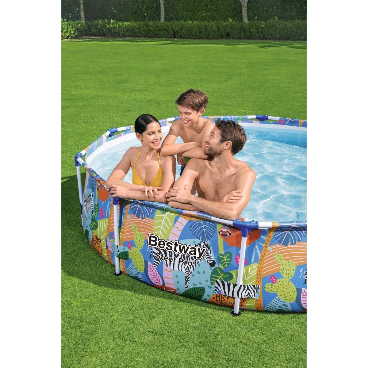 BESTWAY Piscine tubulaire ronde - Décor animaux - 3,05 x 0,66 m - Steel Pro™