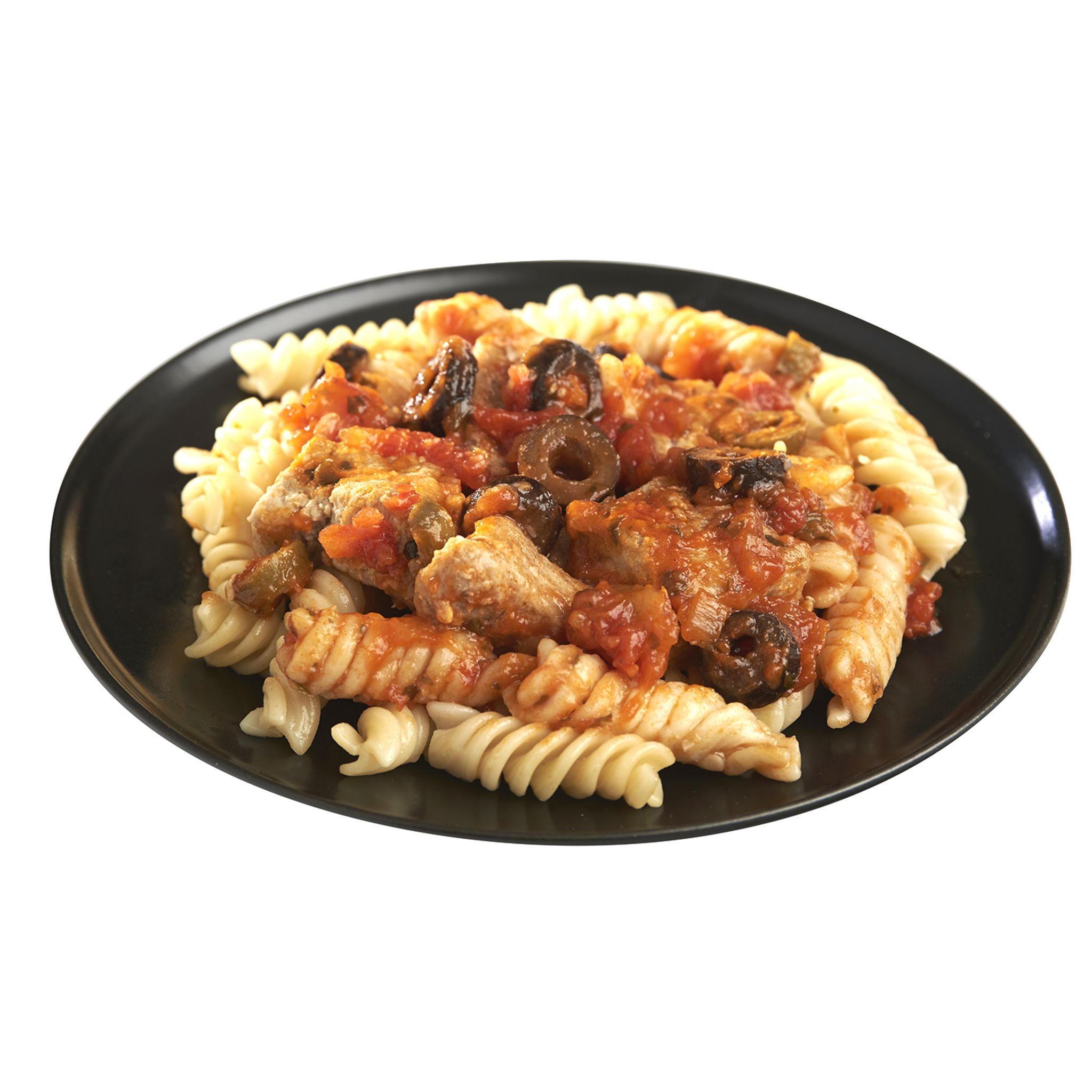 Voir la diapositive 2 : AUCHAN LE TRAITEUR Sauté de veau aux olives et fusilli 1 part 300g