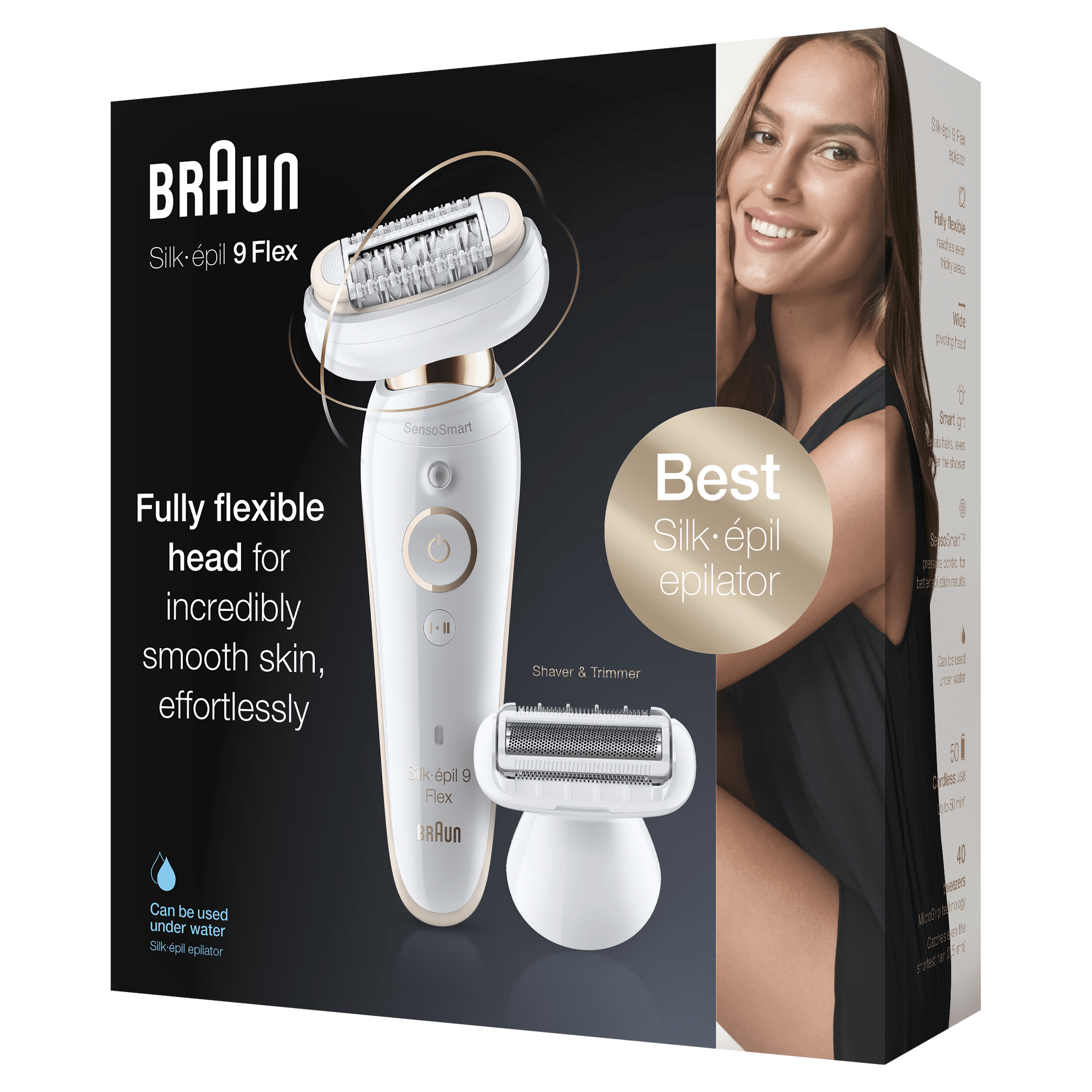 Voir la diapositive 4 : BRAUN Épilateur électrique SES9002 3D - Blanc