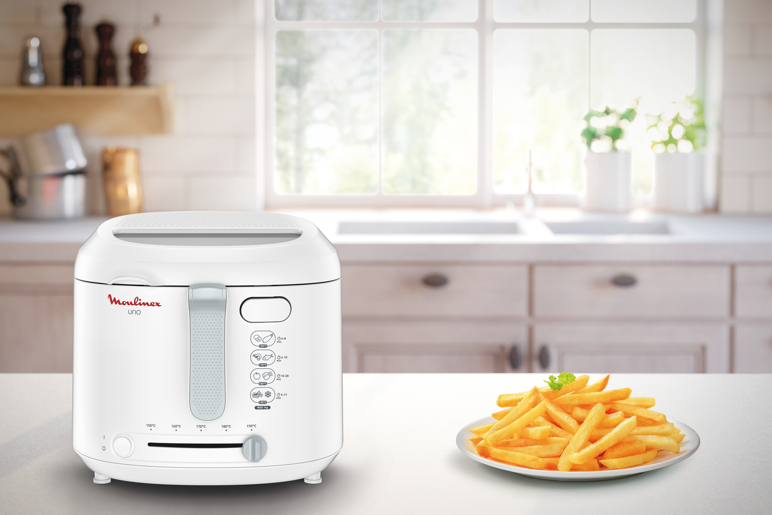 Voir la diapositive 10 : MOULINEX Friteuse électrique UNO AF203110 - Blanc