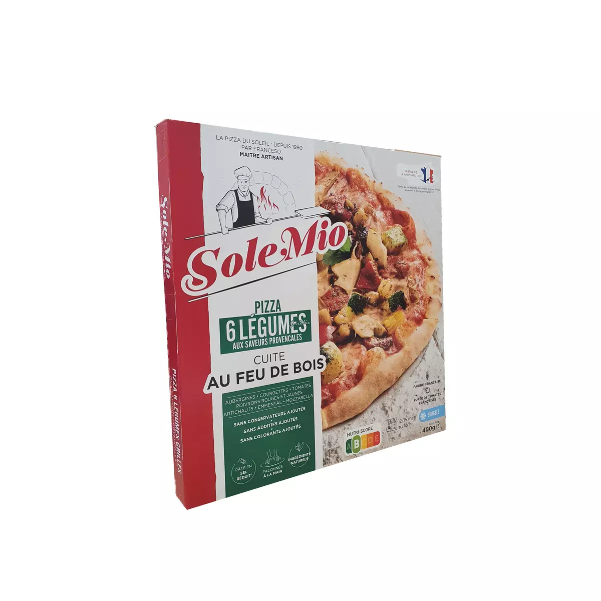 SOLE MIO Pizza aux 6 légumes saveur provençale cuite au feu de bois 400g