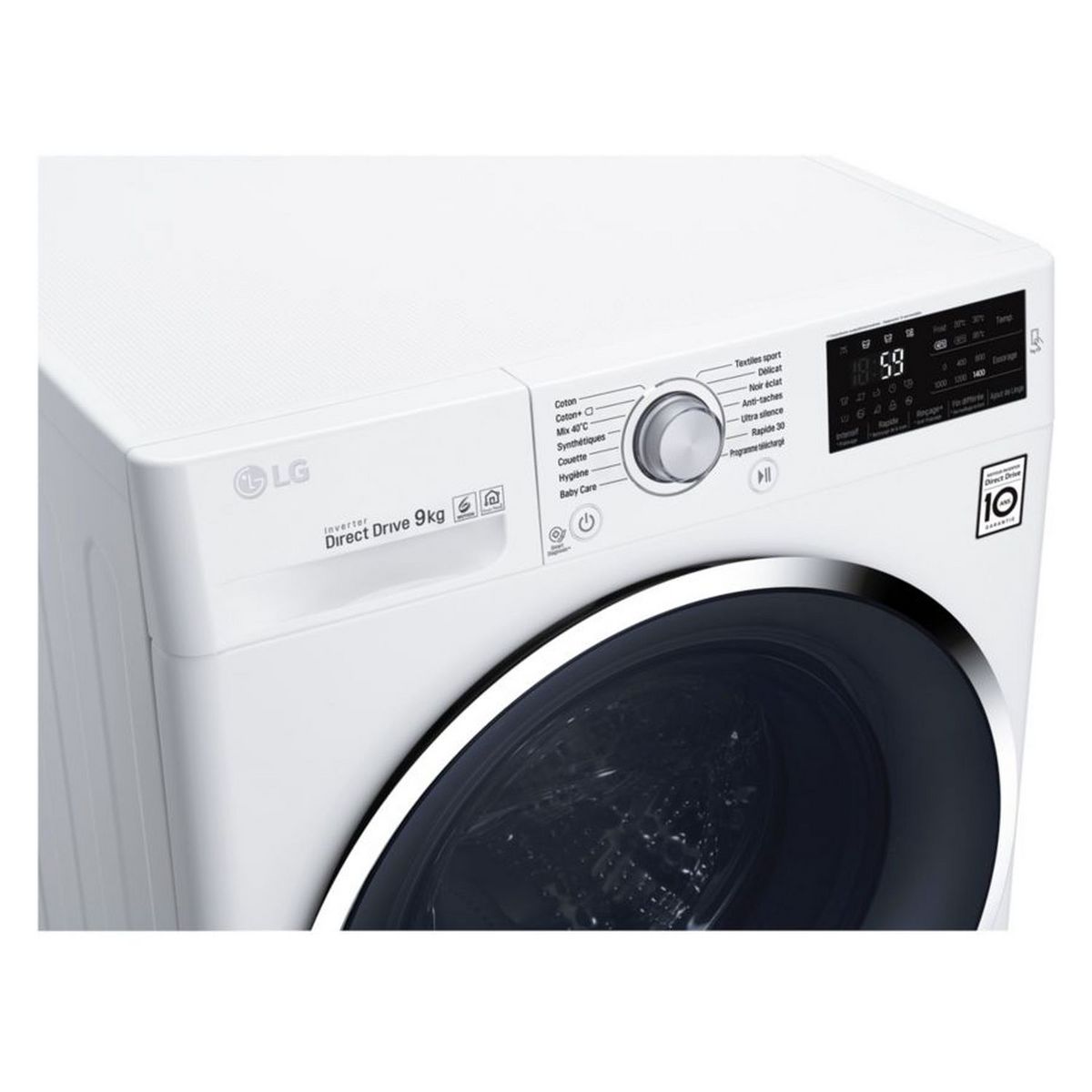 LG Lave linge hublot F94J62WH, 9 kg, 1400 T/min