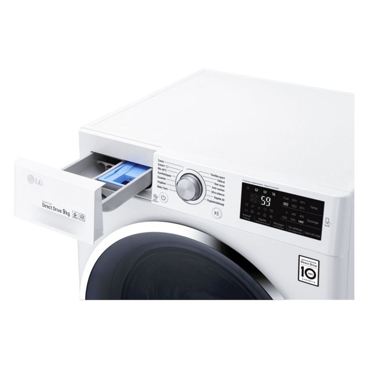 LG Lave linge hublot F94J62WH, 9 kg, 1400 T/min