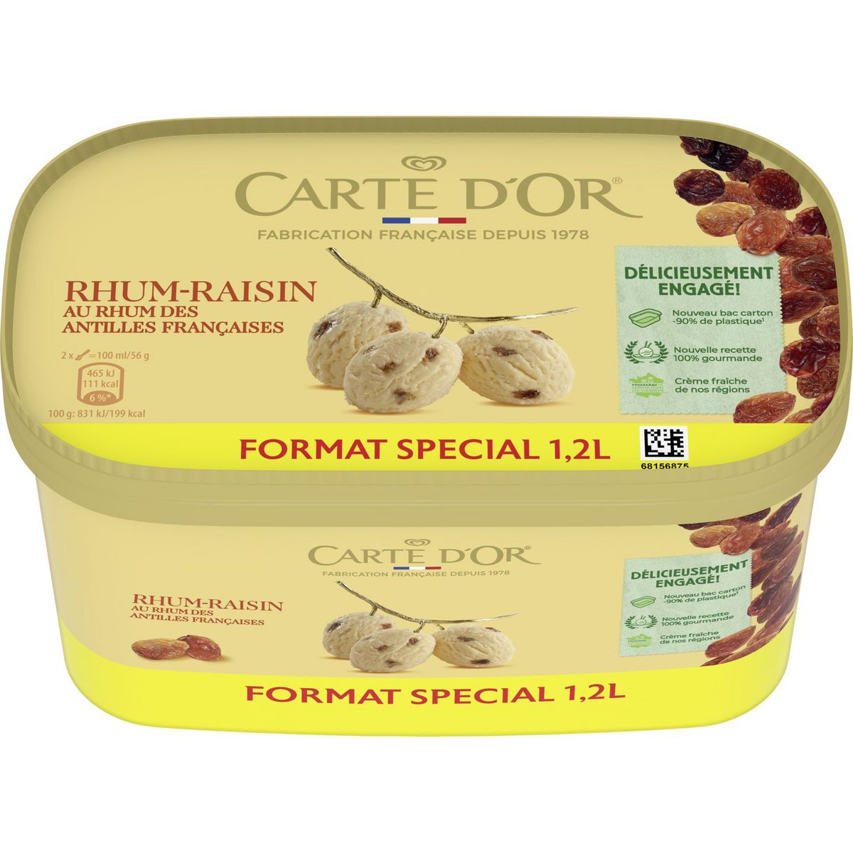 CARTE D'OR Crème glacée rhum raisin 1,2l