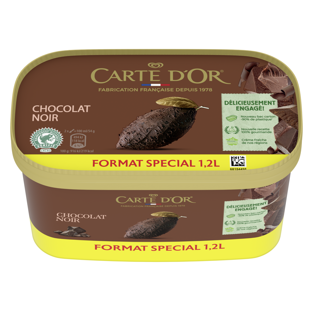 CARTE D'OR Crème glacée au chocolat noir 1,2l