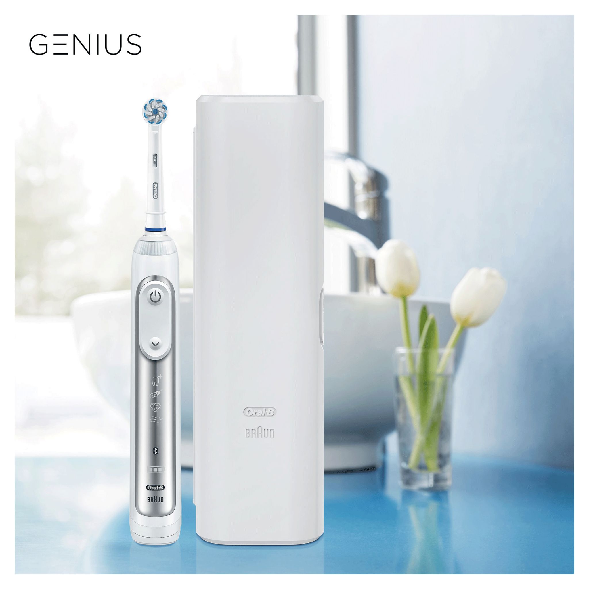 Voir la diapositive 23 : ORAL-B Brosse à dents électrique GENIUS8000N - Blanc