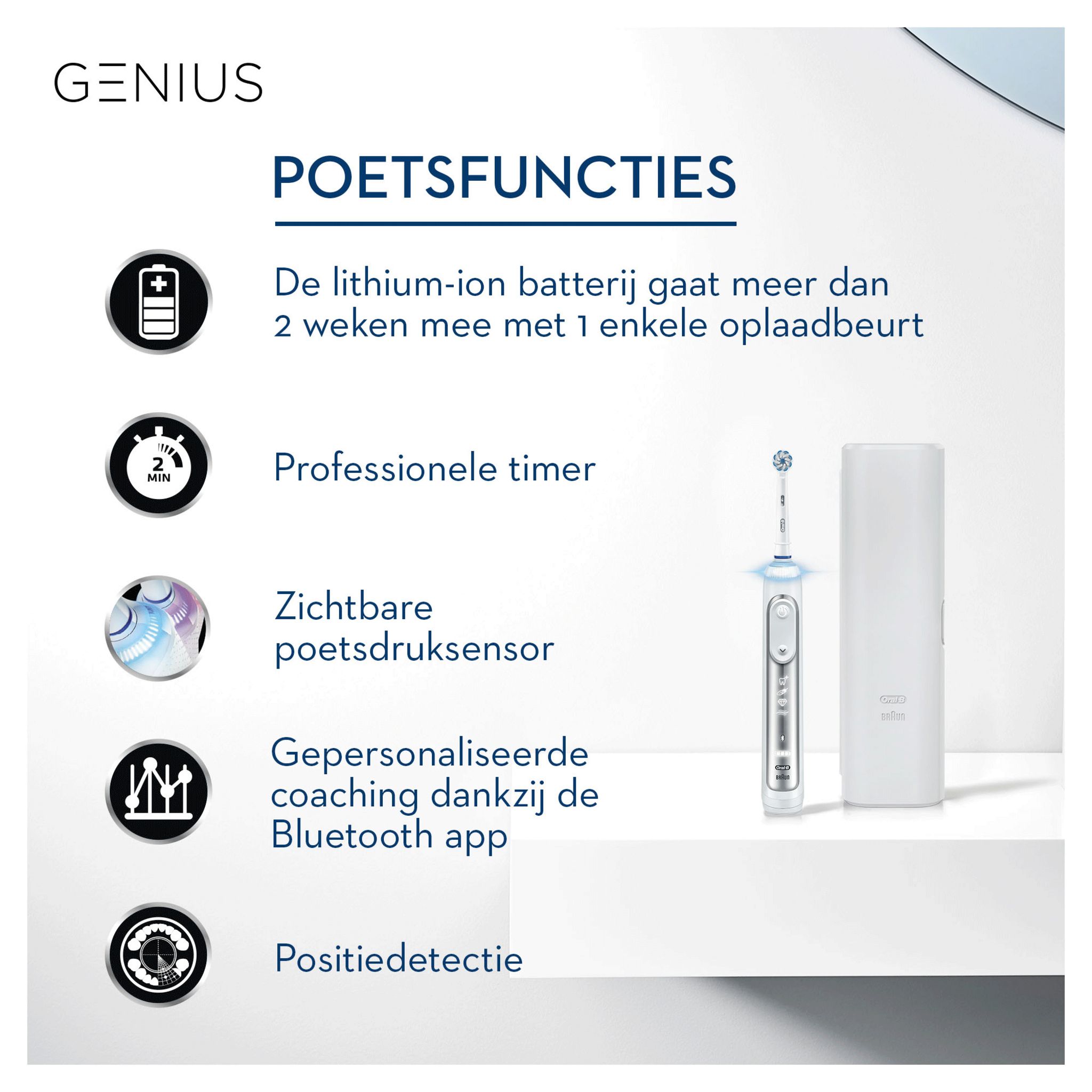 Voir la diapositive 26 : ORAL-B Brosse à dents électrique GENIUS8000N - Blanc