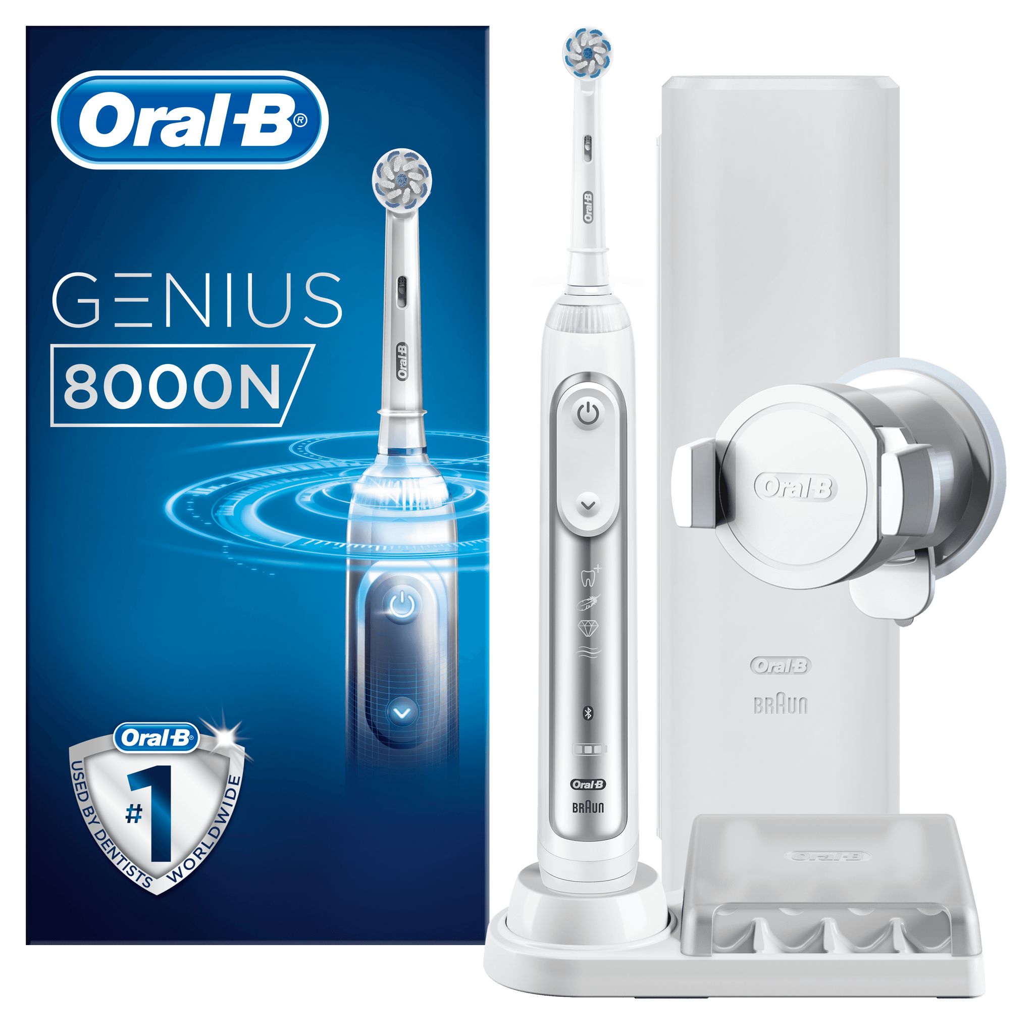 Voir la diapositive 9 : ORAL-B Brosse à dents électrique GENIUS8000N - Blanc