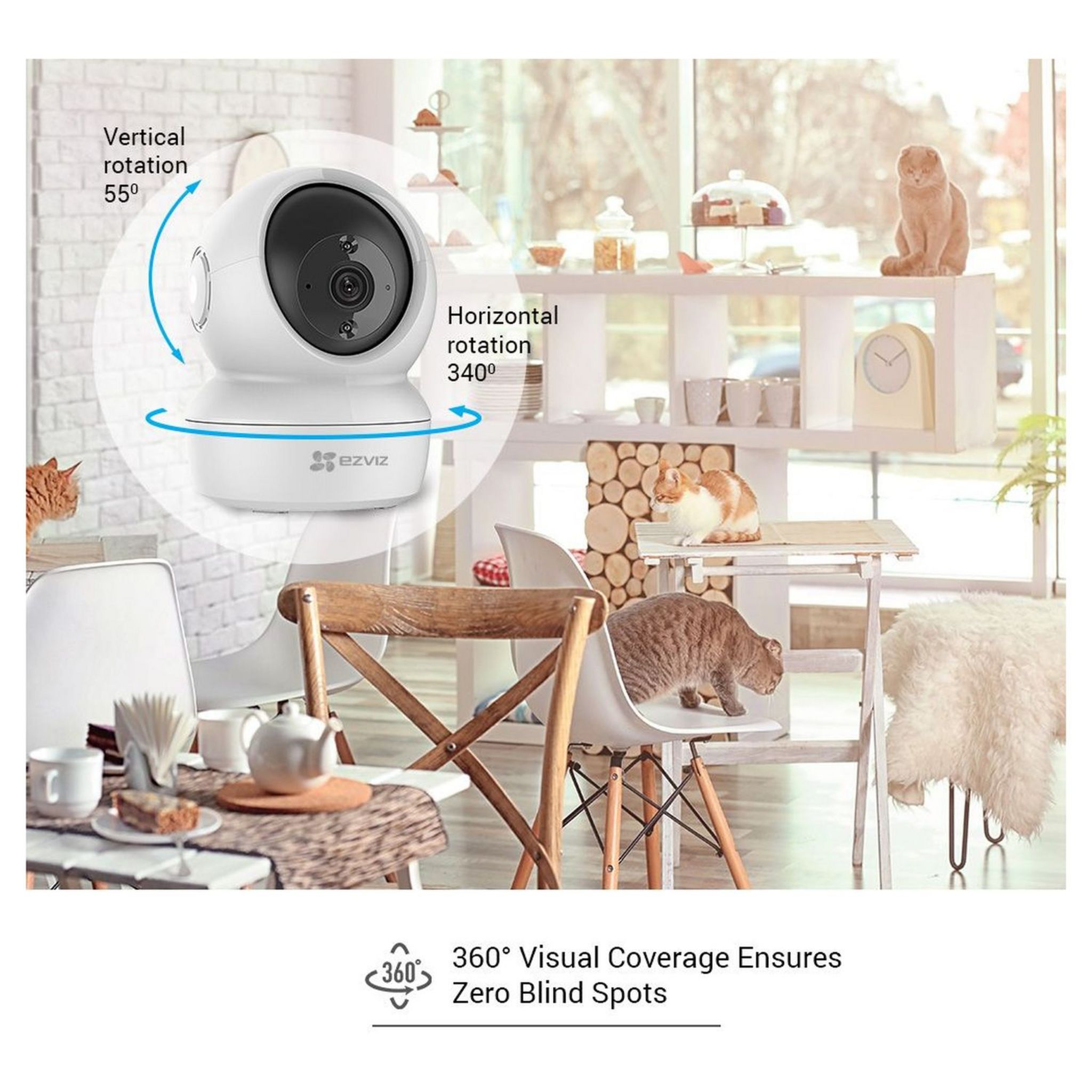 Voir la diapositive 8 : EZVIZ Caméra intérieure Wi-Fi intelligente motorisée 360° C6N