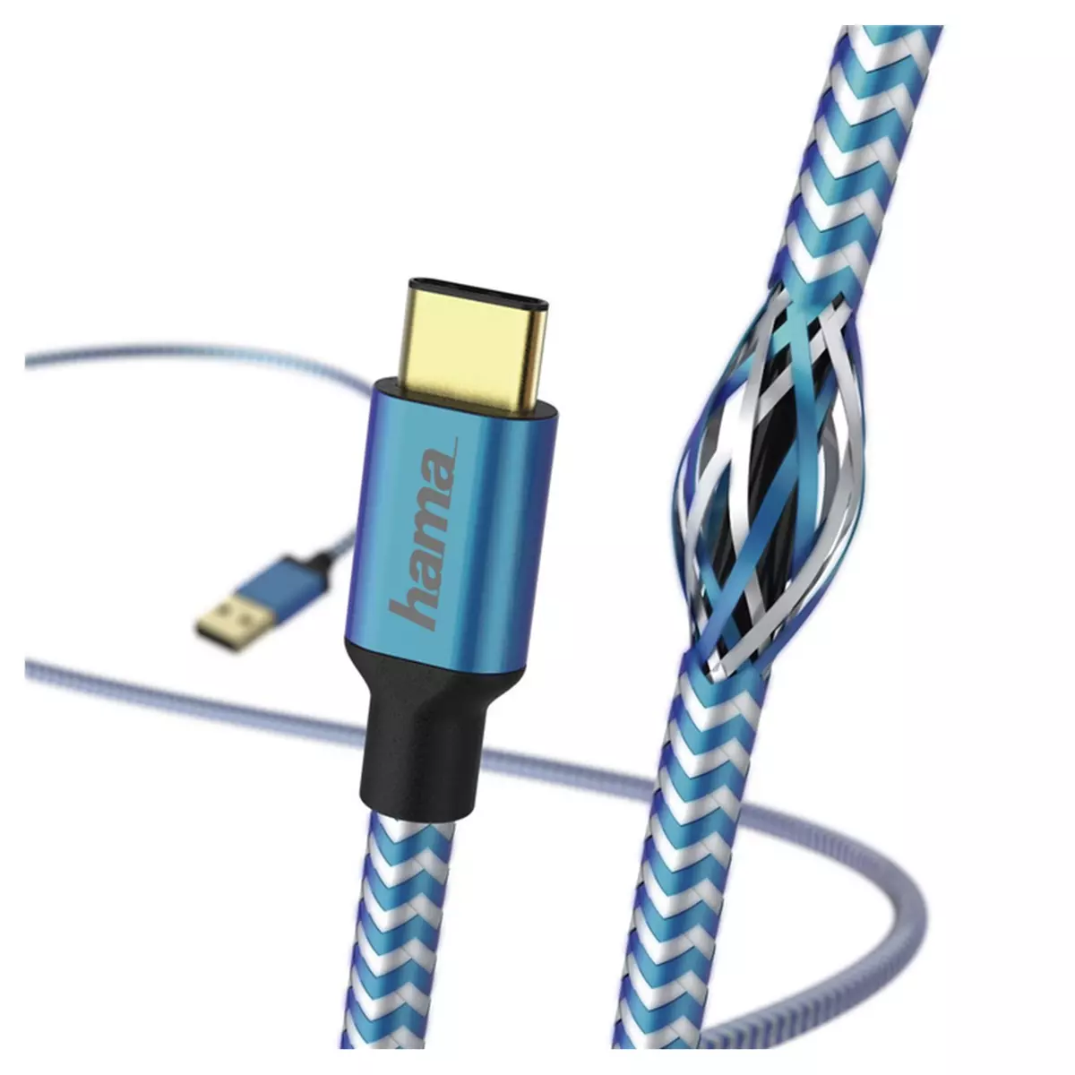 HAMA Câble USB C USB A  Reflect Bleu 1.5m