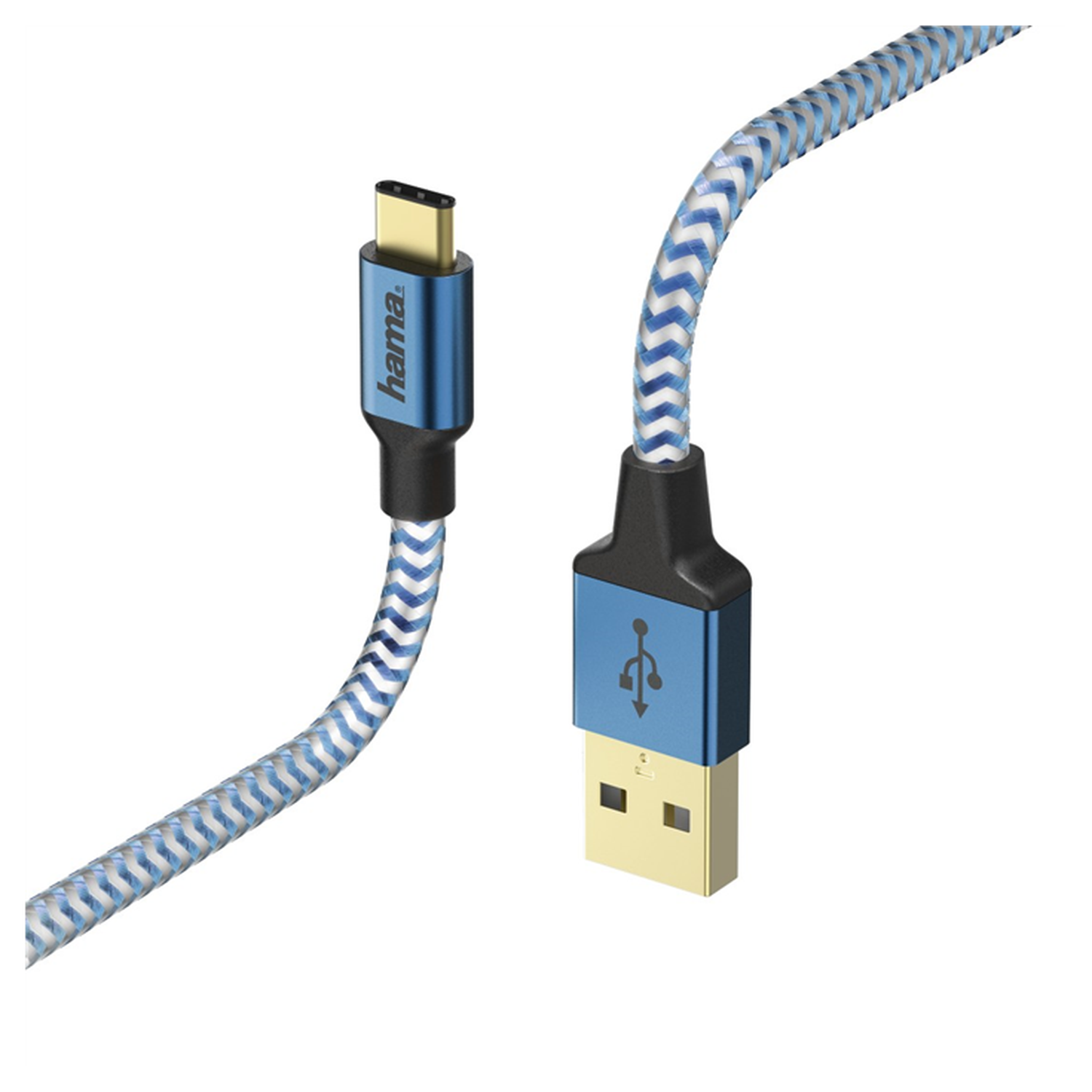 Voir la diapositive 2 : HAMA Câble USB C USB A  Reflect Bleu 1.5m