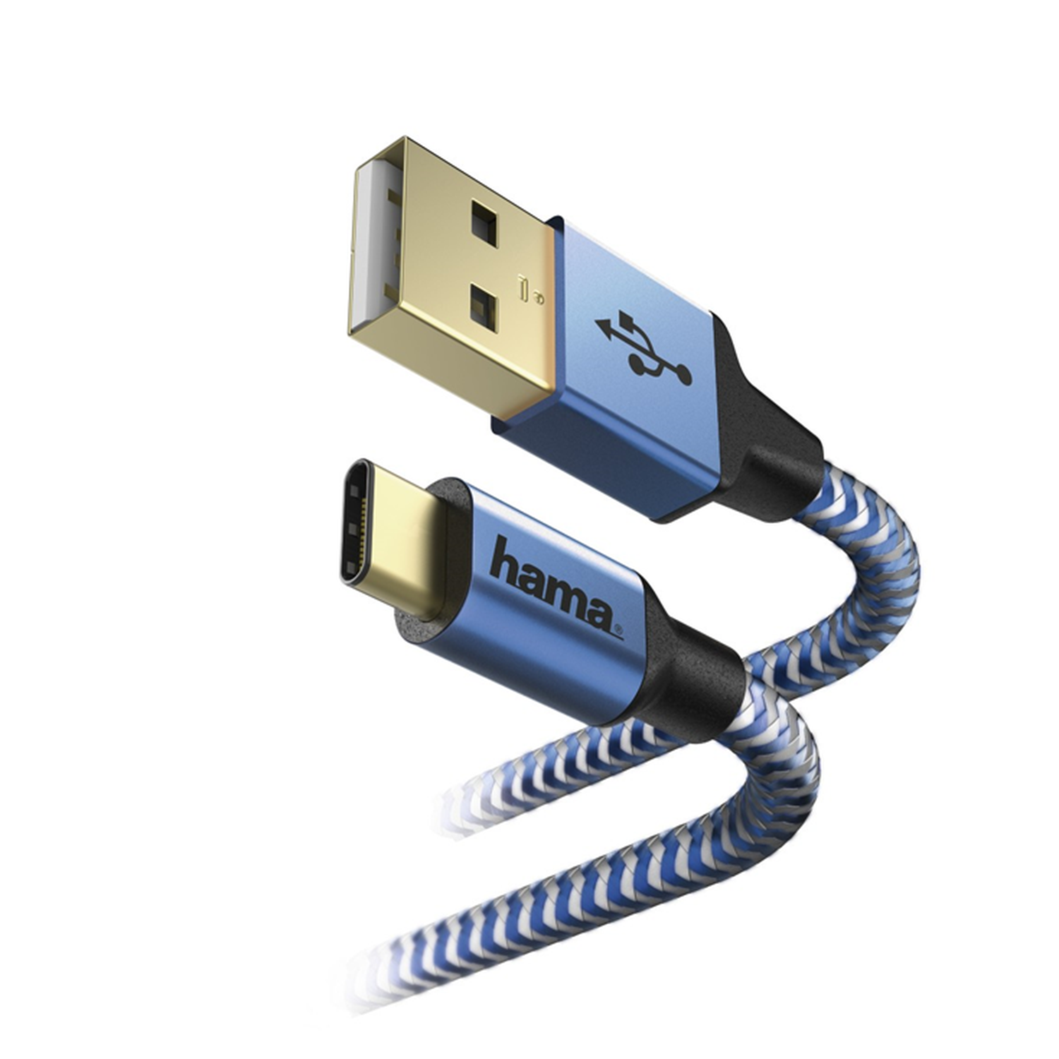 Voir la diapositive 5 : HAMA Câble USB C USB A  Reflect Bleu 1.5m