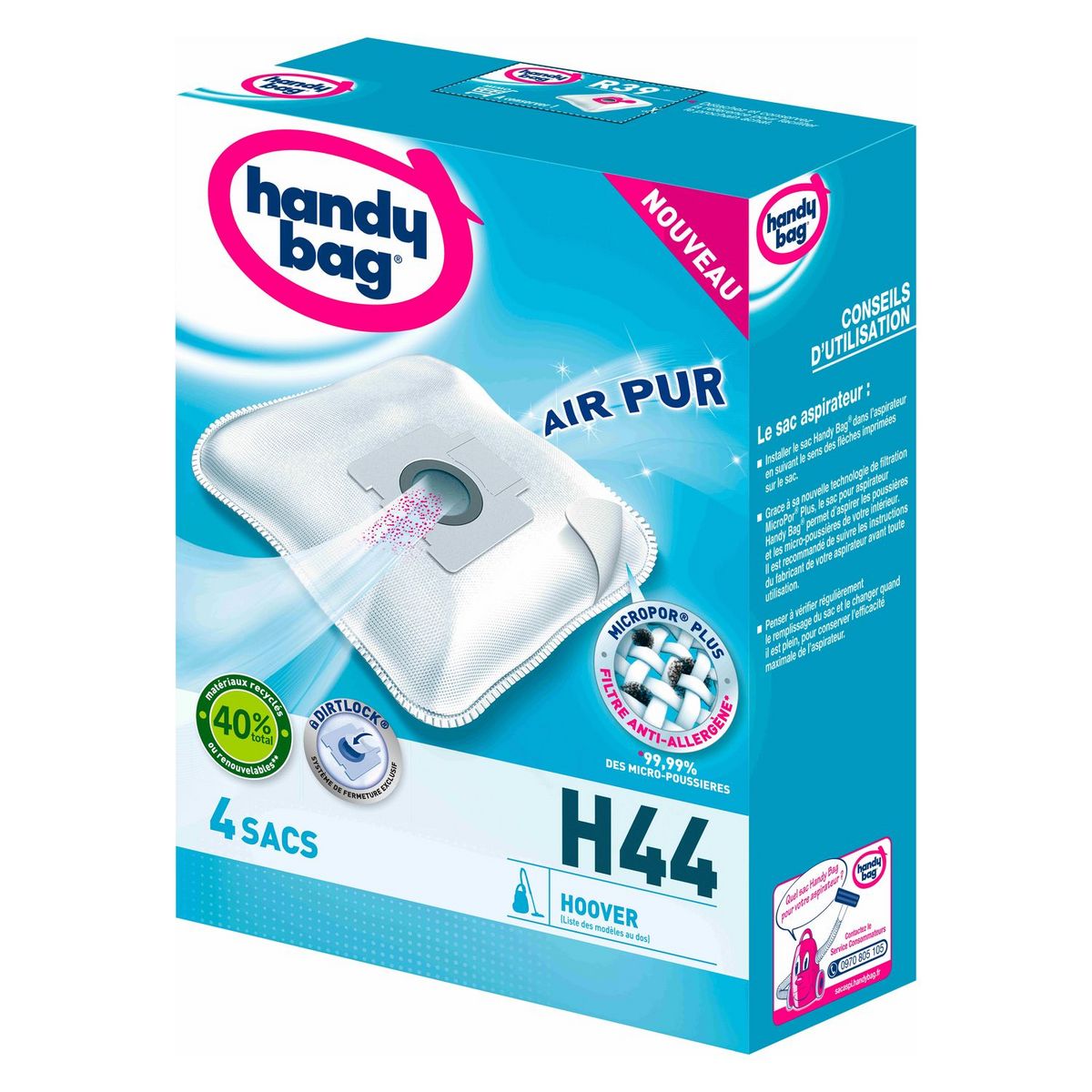 HANDY BAG Lot de sac aspirateur BAG H44
