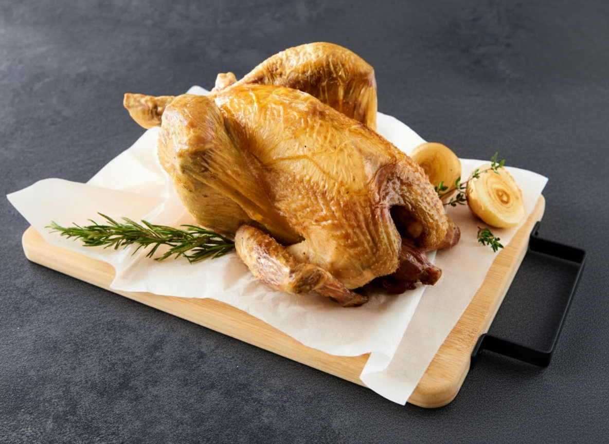 ROTISSERIE Poulet rôti entier nourri sans OGM et élevé sans antibiotique sans sauce 780g