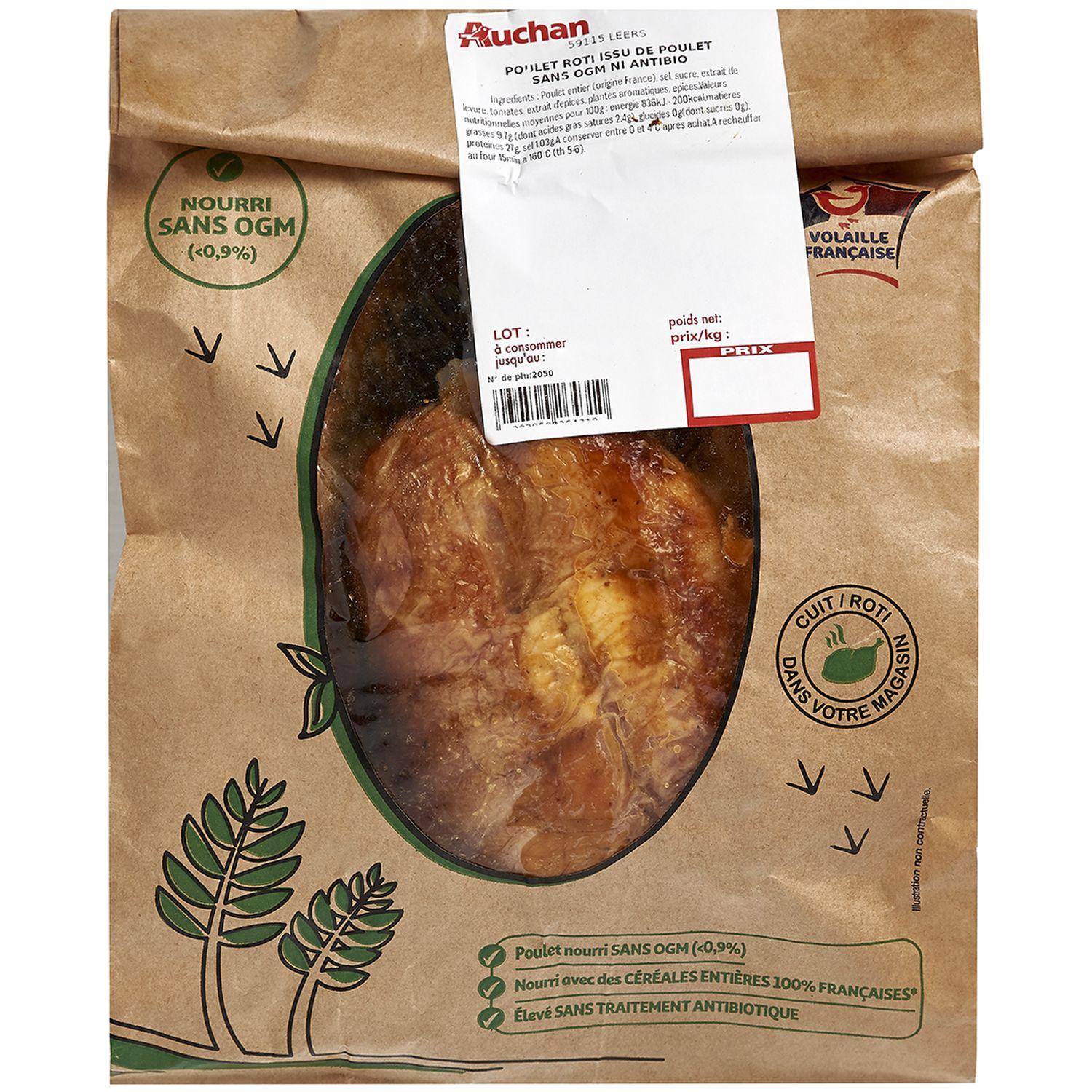 Voir la diapositive 2 : ROTISSERIE Poulet rôti entier nourri sans OGM et élevé sans antibiotique sans sauce 780g