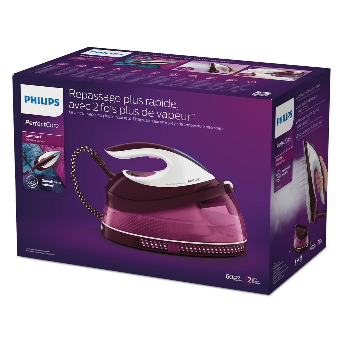 PHILIPS Centrale vapeur PerfectCare sans réglage Compact GC7842/40