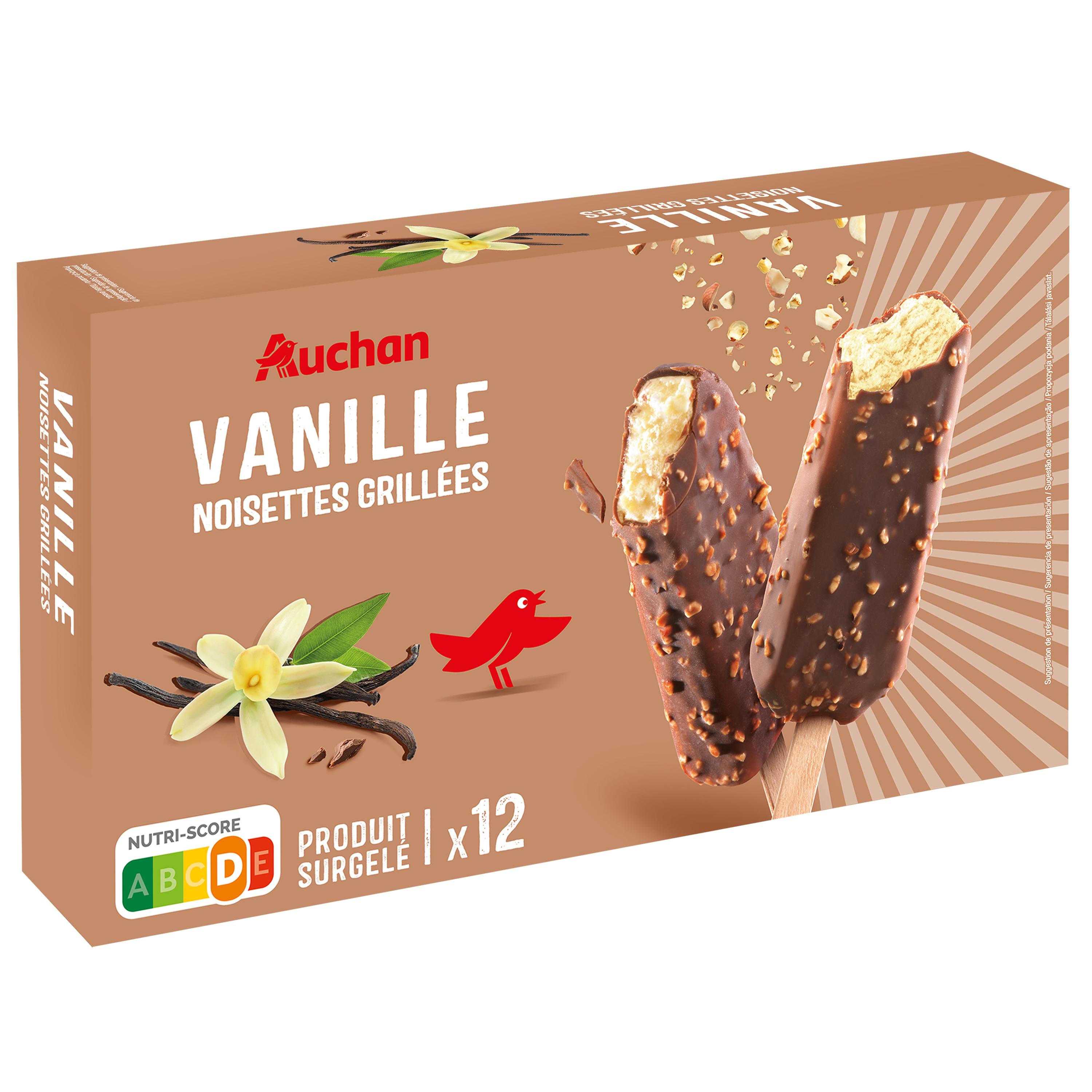 Voir la diapositive 4 : AUCHAN Bâtonnets glacés à la vanille 12 pièces 450g