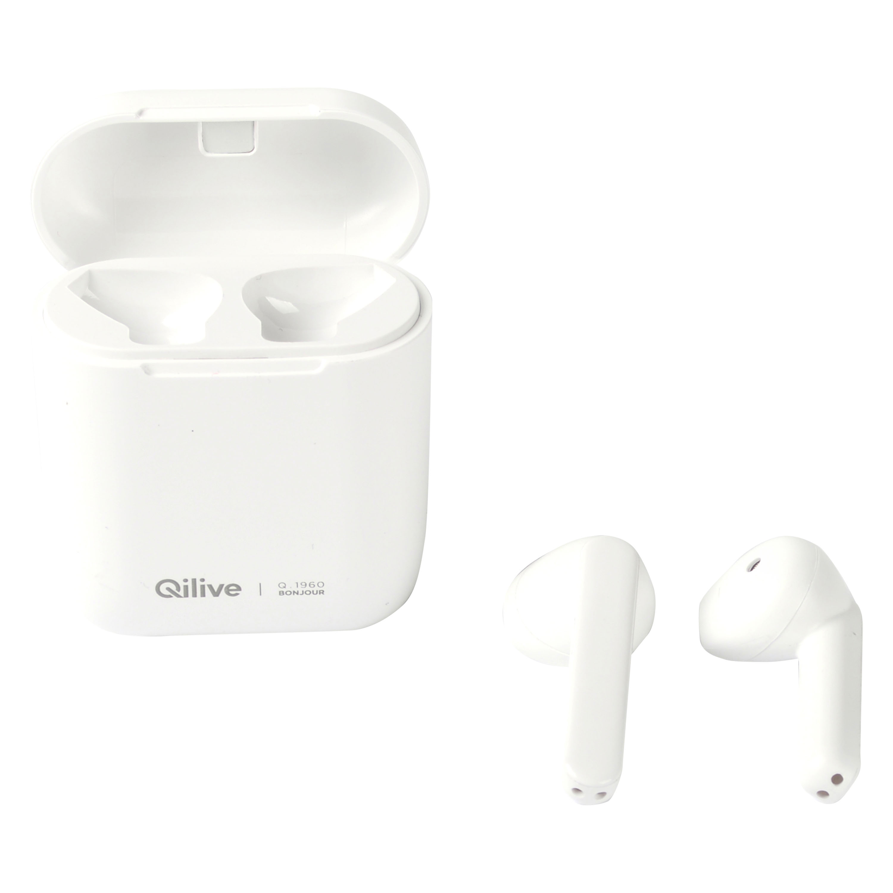 Voir la diapositive 3 : QILIVE Écouteurs sans fil Bluetooth avec étui de charge - Blanc - Q1960