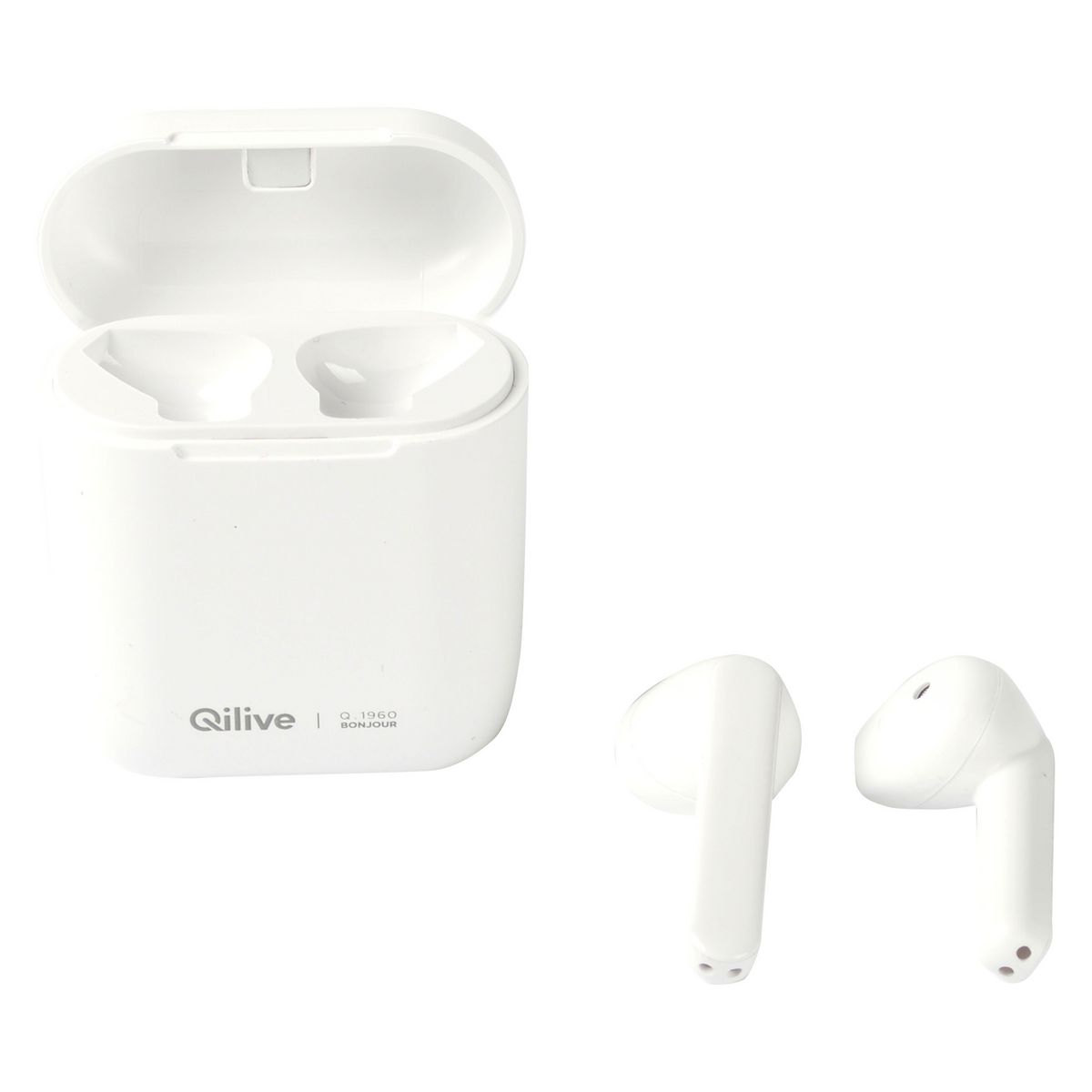 QILIVE Écouteurs sans fil Bluetooth avec étui de charge - Blanc - Q1960