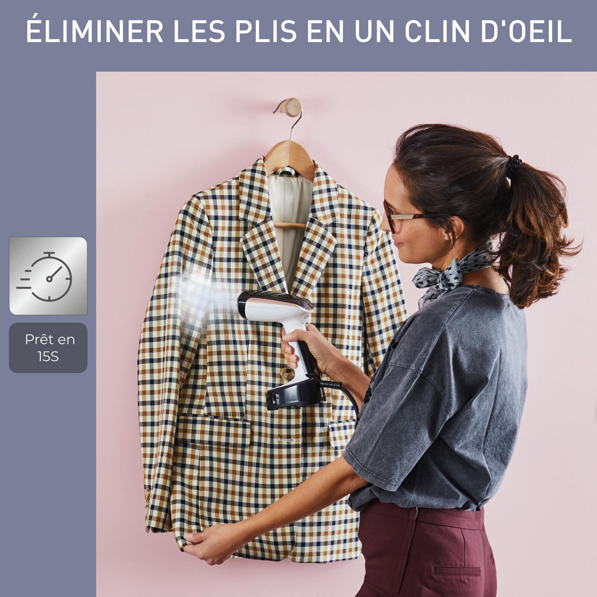 Voir la diapositive 7 : CALOR Défroisseur à main  DT3030C0 - Blanc