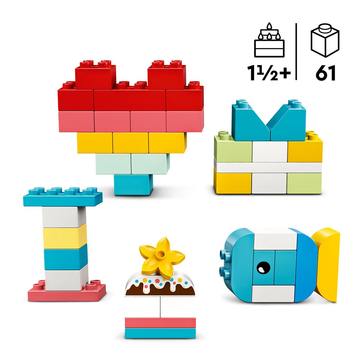 LEGO LEGO DUPLO Classic 10909 La Boîte Cœur, Jouet Enfants 1,5 Ans, Jeu Éducatif, avec Briques