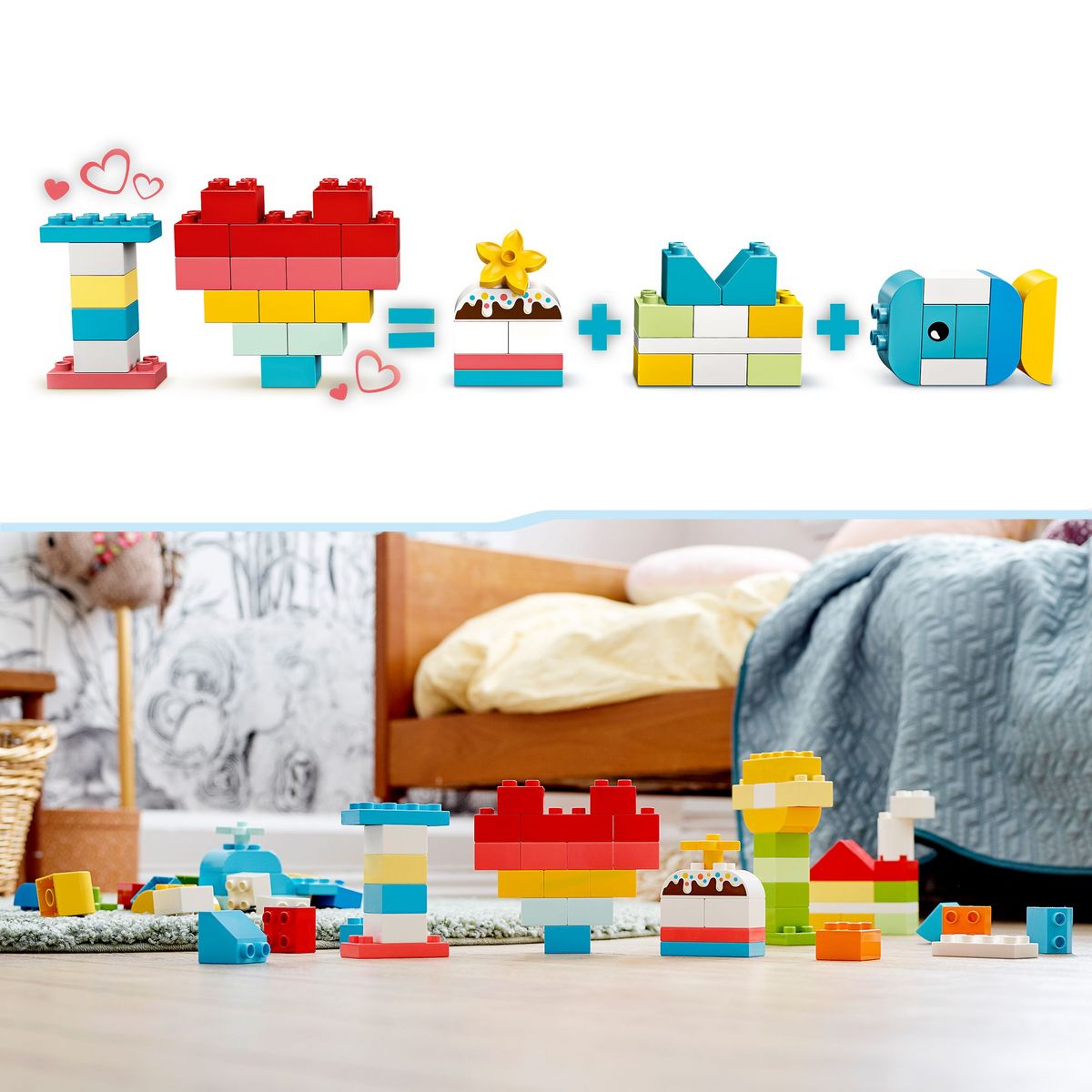LEGO LEGO DUPLO Classic 10909 La Boîte Cœur, Jouet Enfants 1,5 Ans, Jeu Éducatif, avec Briques