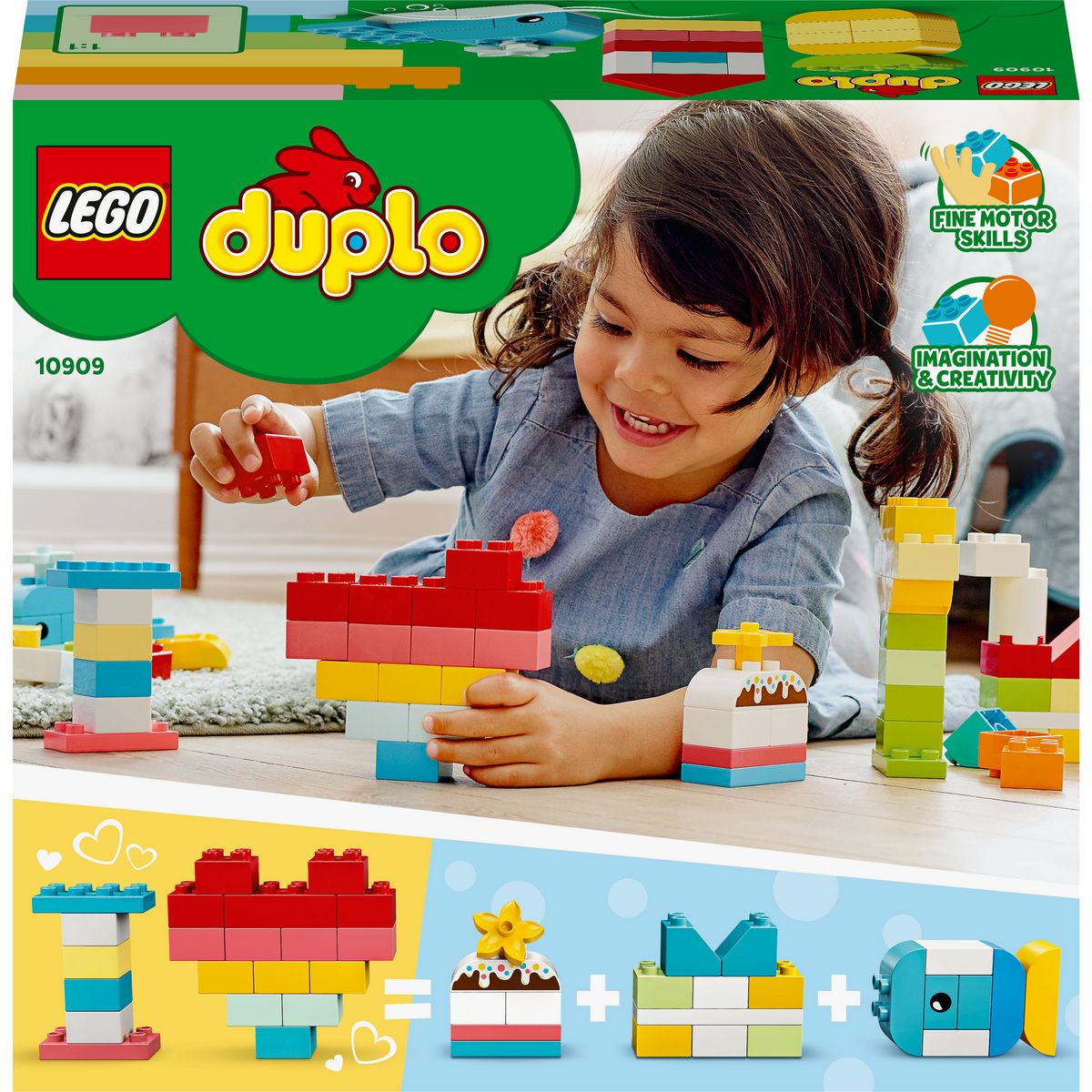 LEGO LEGO DUPLO Classic 10909 La Boîte Cœur, Jouet Enfants 1,5 Ans, Jeu Éducatif, avec Briques