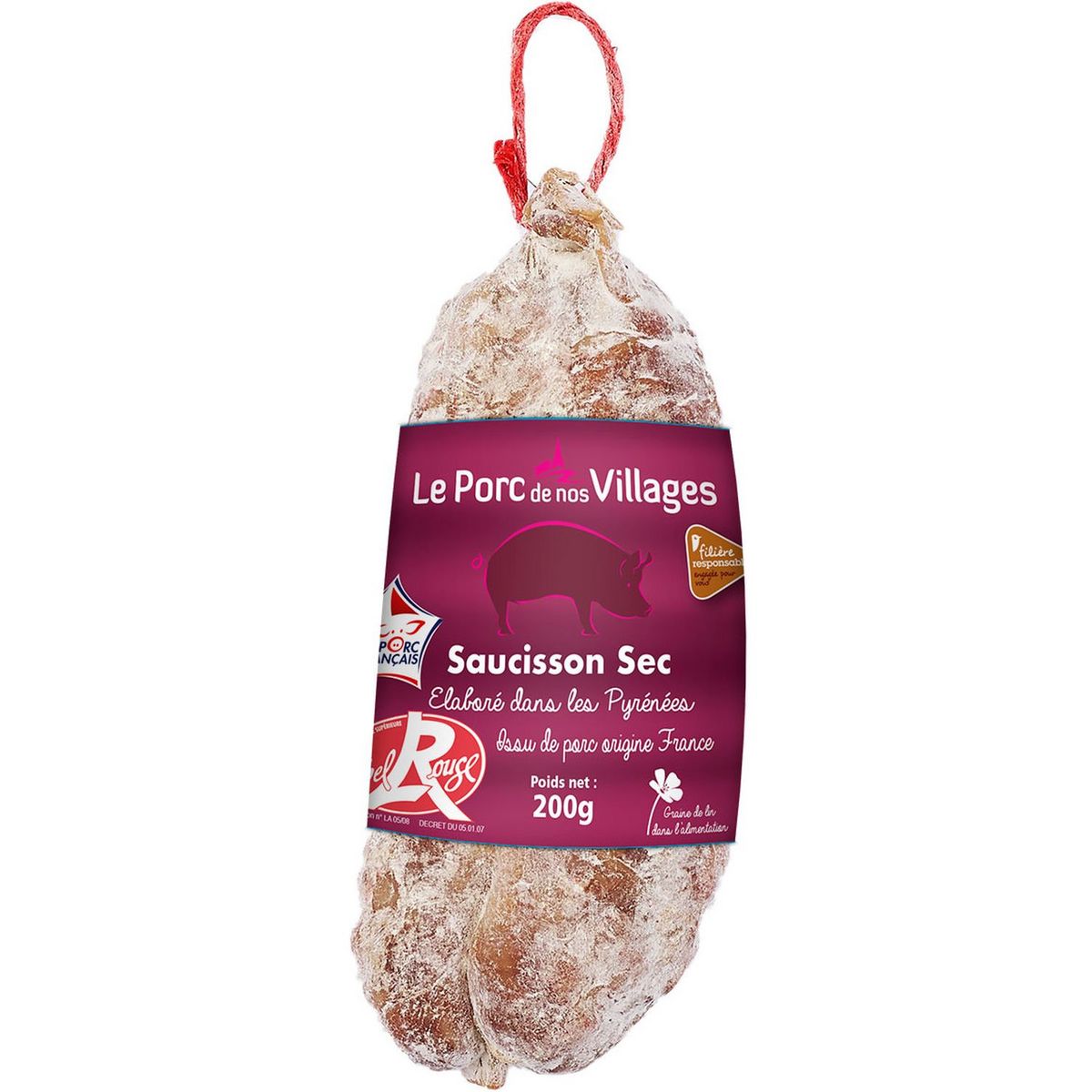 LE PORC DE NOS VILLAGES CULTIVONS LE BON Saucisson sec label rouge  200g