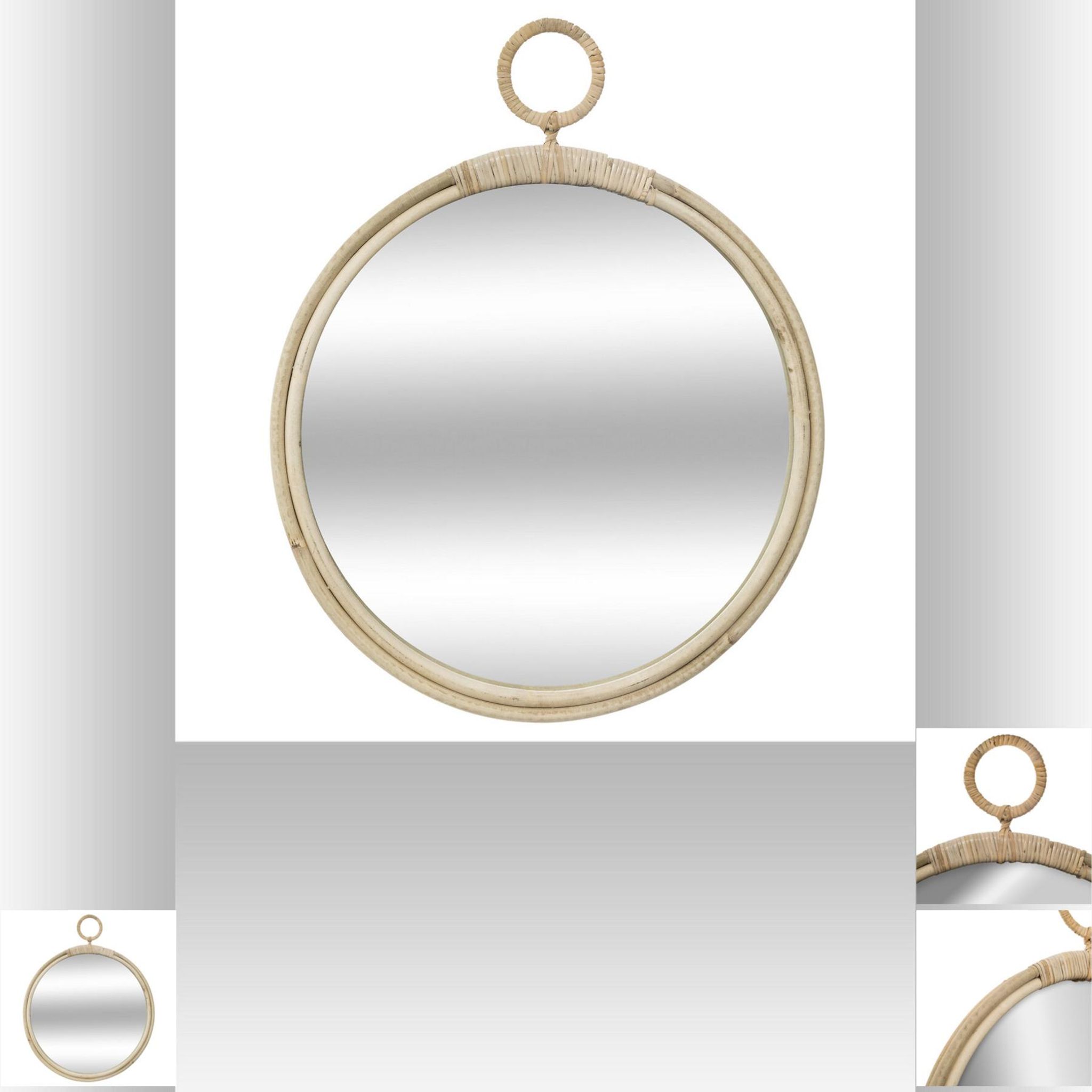 Miroir mur en rotin rond diamètre 37cm