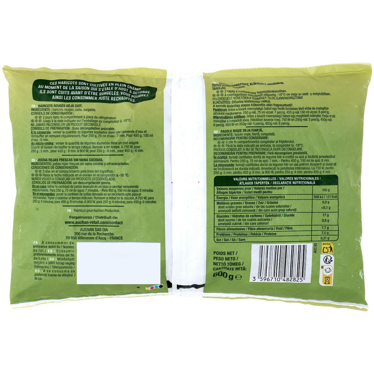 AUCHAN Déjà cuit - Haricots rouges 3-4 portions 600g