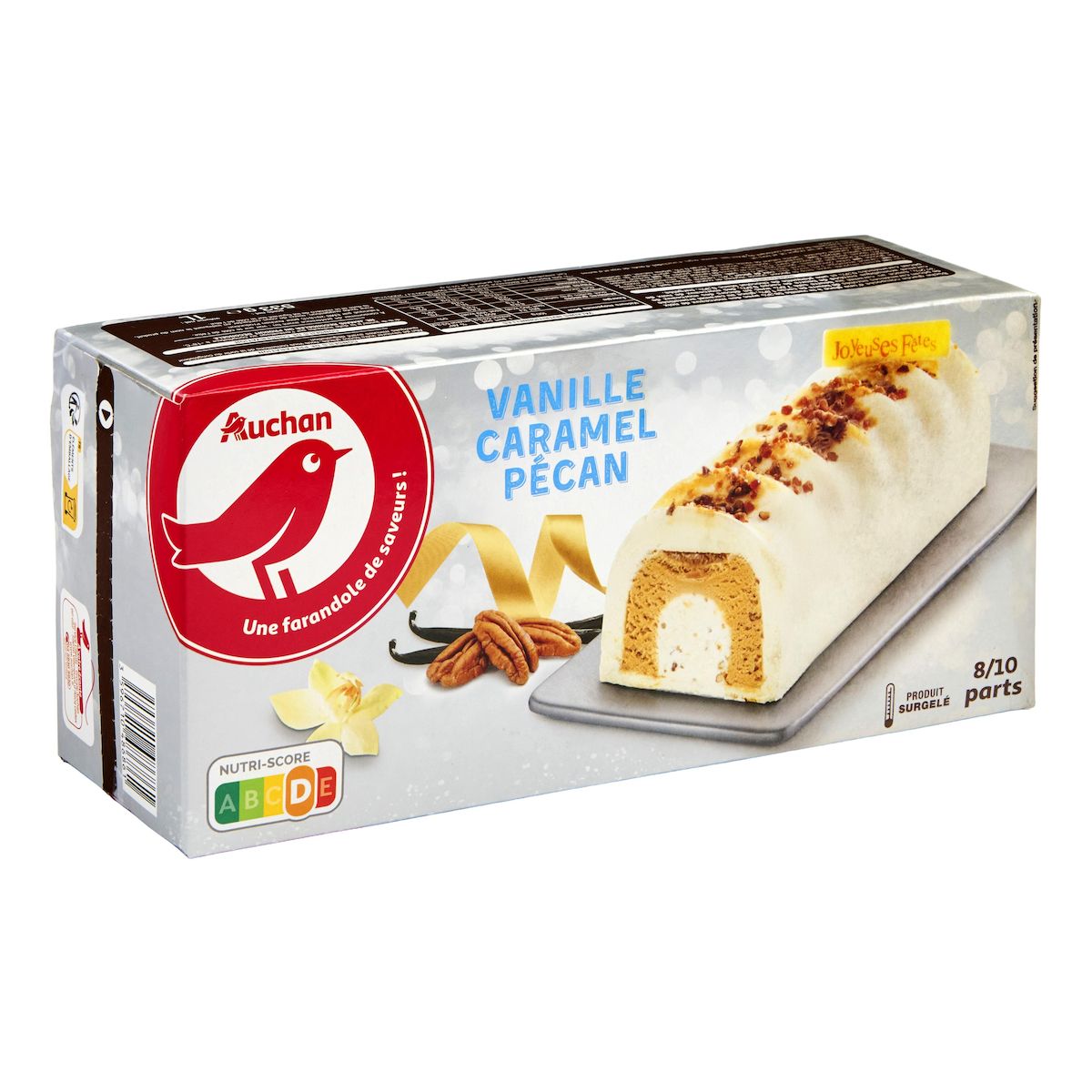 AUCHAN Bûche glacée vanille caramel pécan 8-10 parts 533g